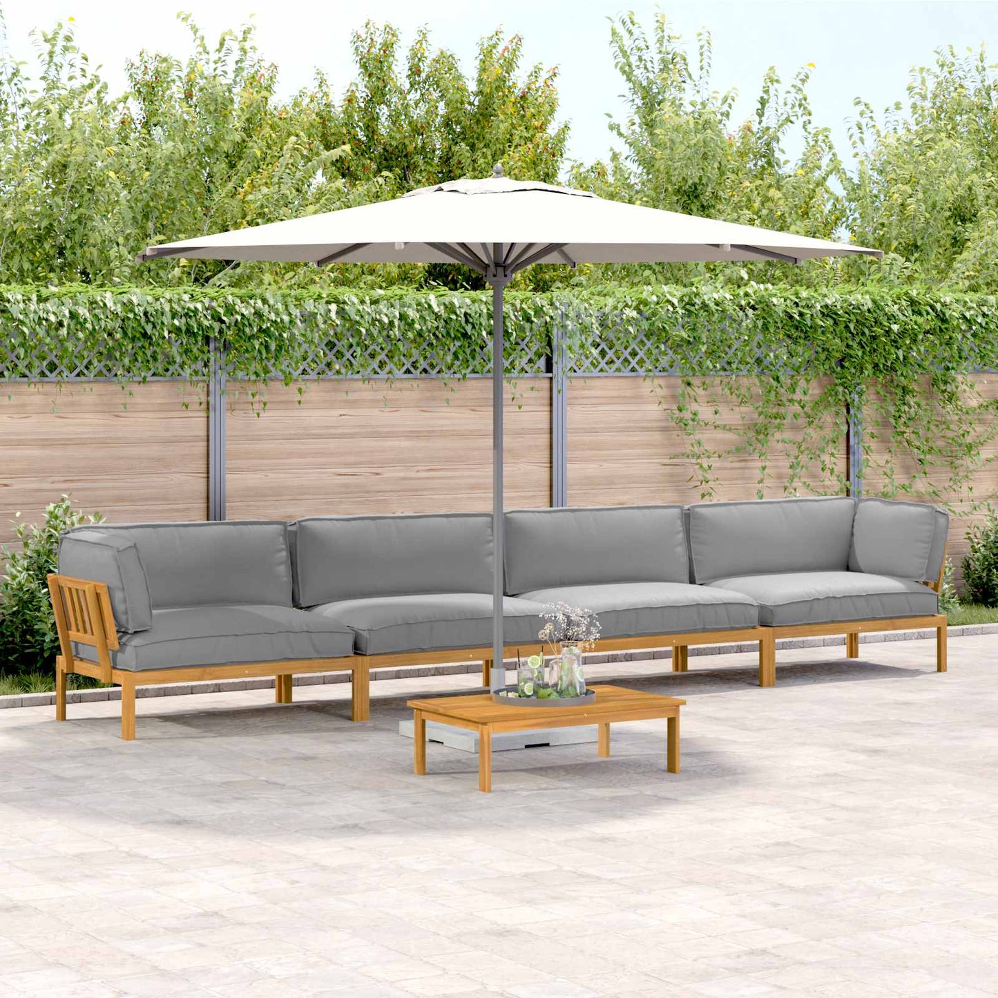 Sofa Set Mit Kissen Uni 4 Pcs Massivholz Akazie