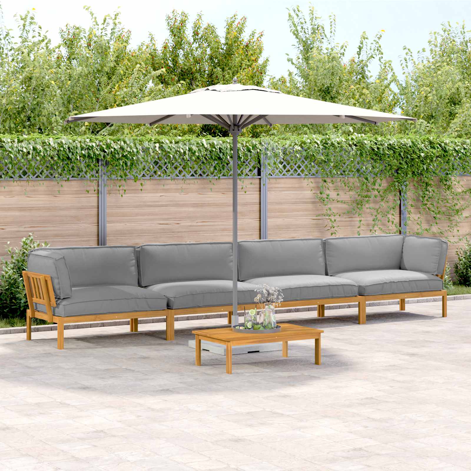 Sofa Set Mit Kissen Uni 4 Pcs Massivholz Akazie