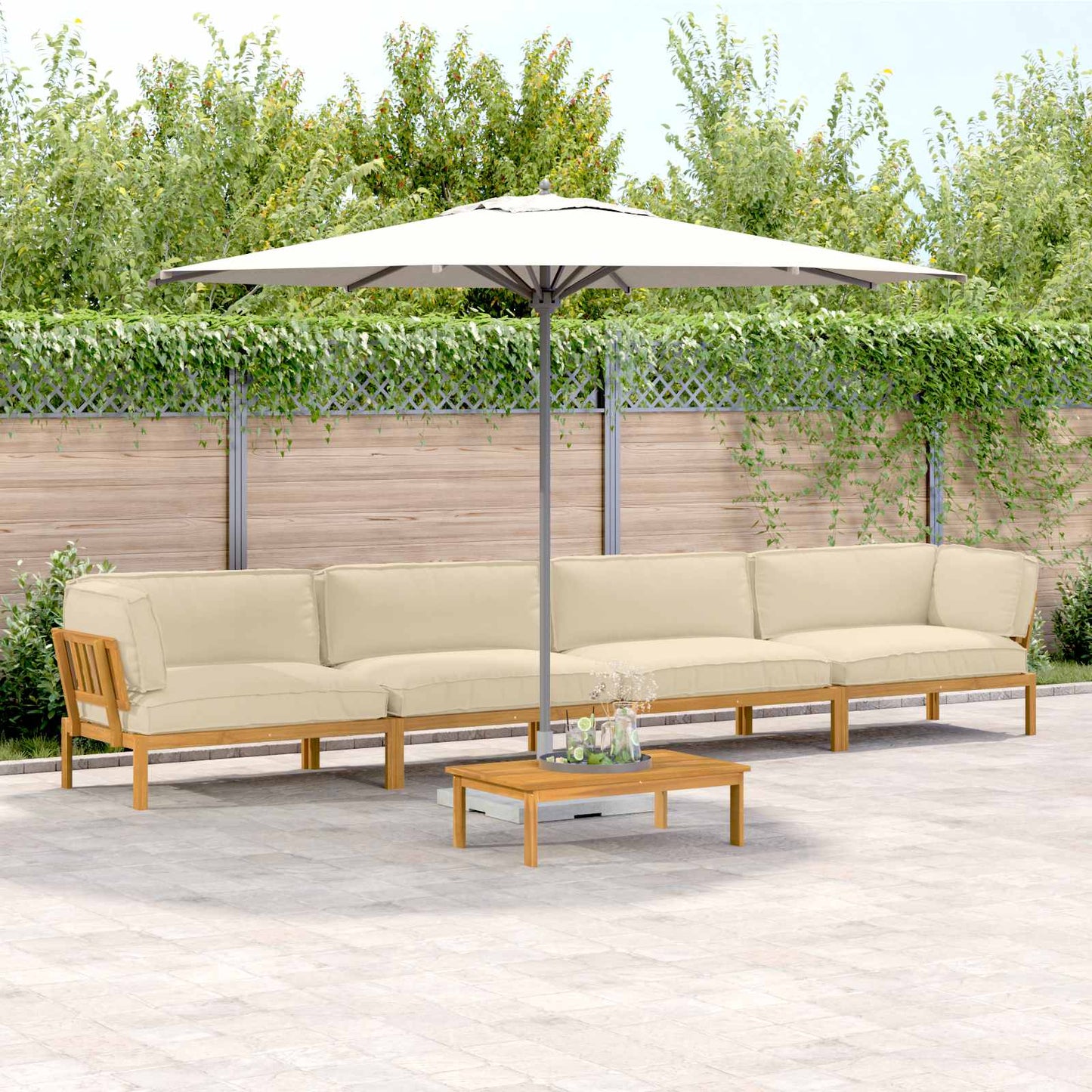 Sofa Set Mit Kissen Uni 4 Pcs Massivholz Akazie
