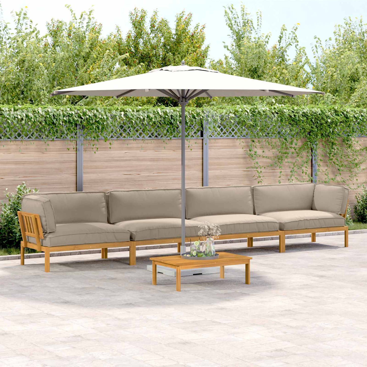 Sofa Set Mit Kissen Uni 4 Pcs Massivholz Akazie