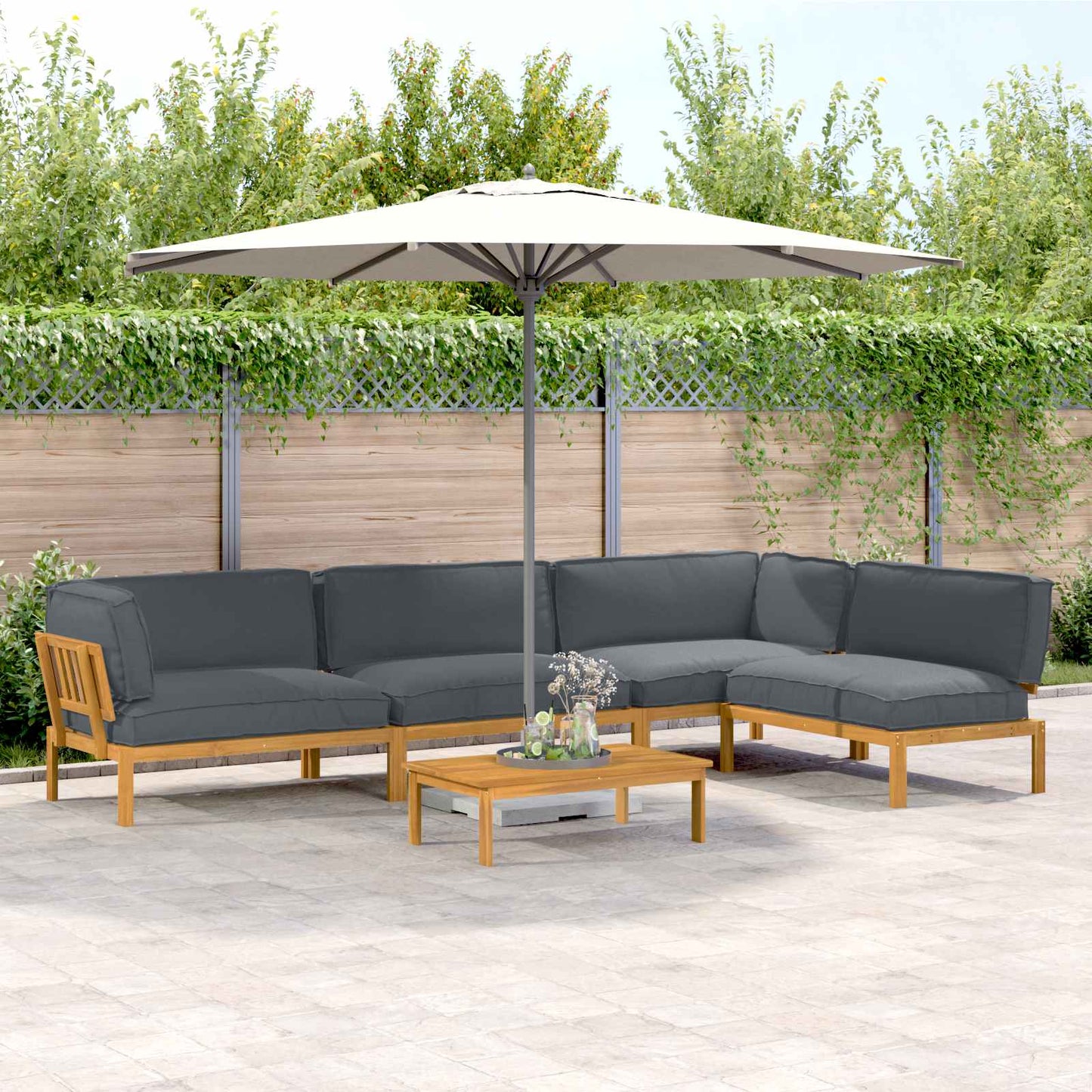 Sofa Set Mit Kissen Uni 4 Pcs Massivholz Akazie