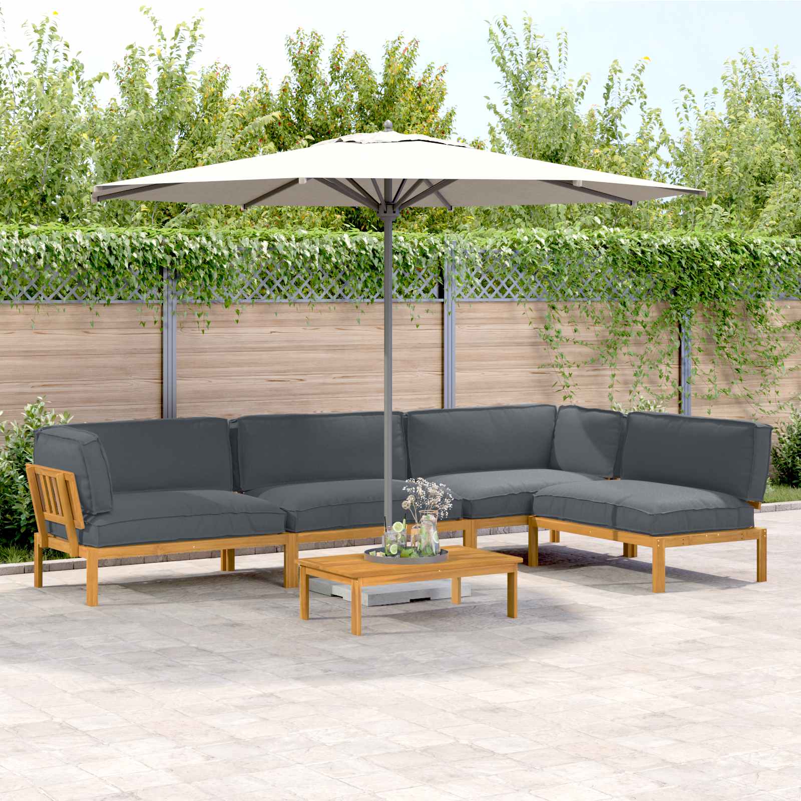 Sofa Set Mit Kissen Uni 4 Pcs Massivholz Akazie