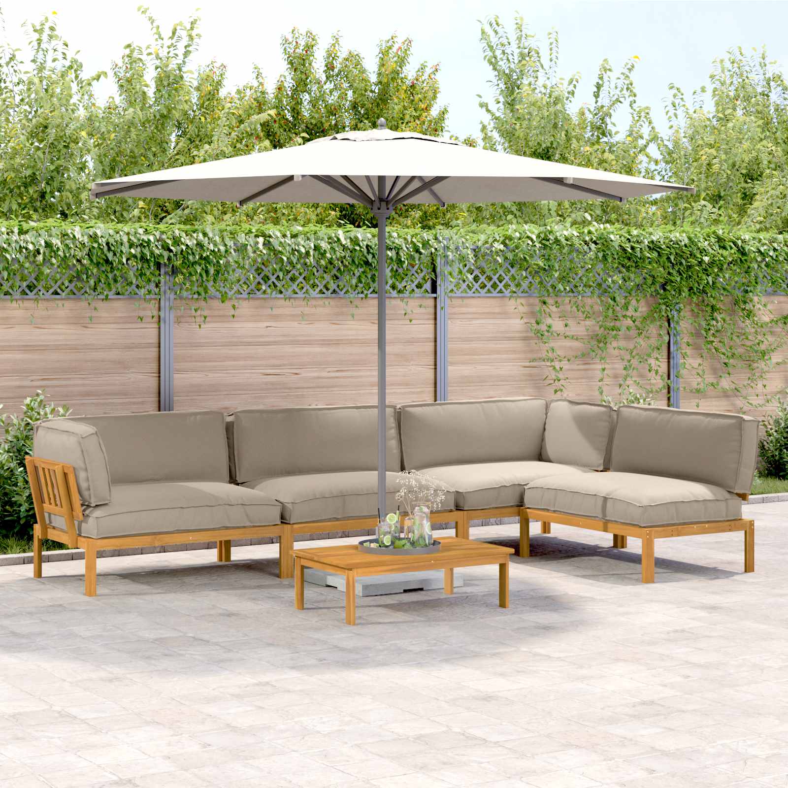 Sofa Set Mit Kissen Uni 4 Pcs Massivholz Akazie