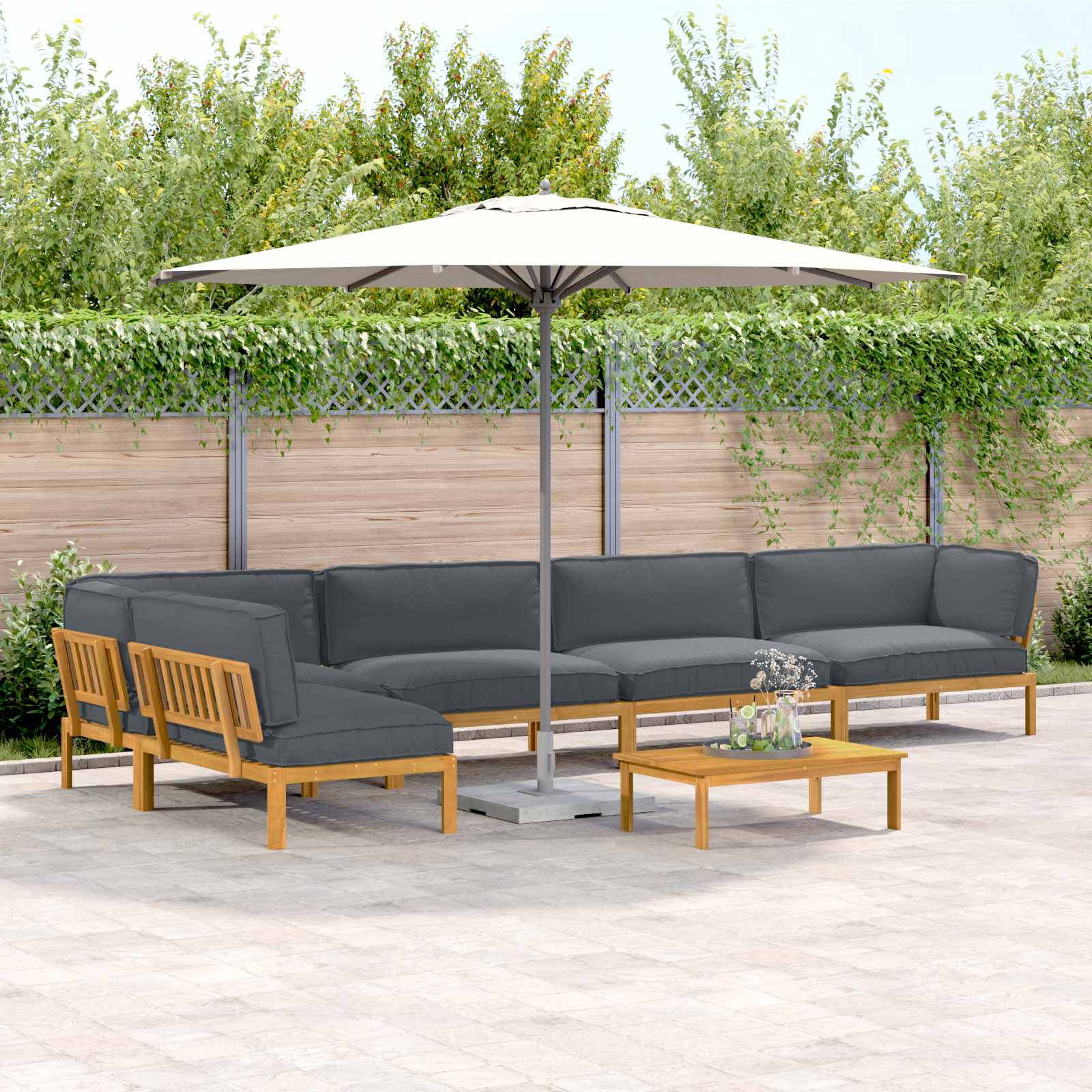 Sofa Set Mit Kissen Uni 4 Pcs Massivholz Akazie