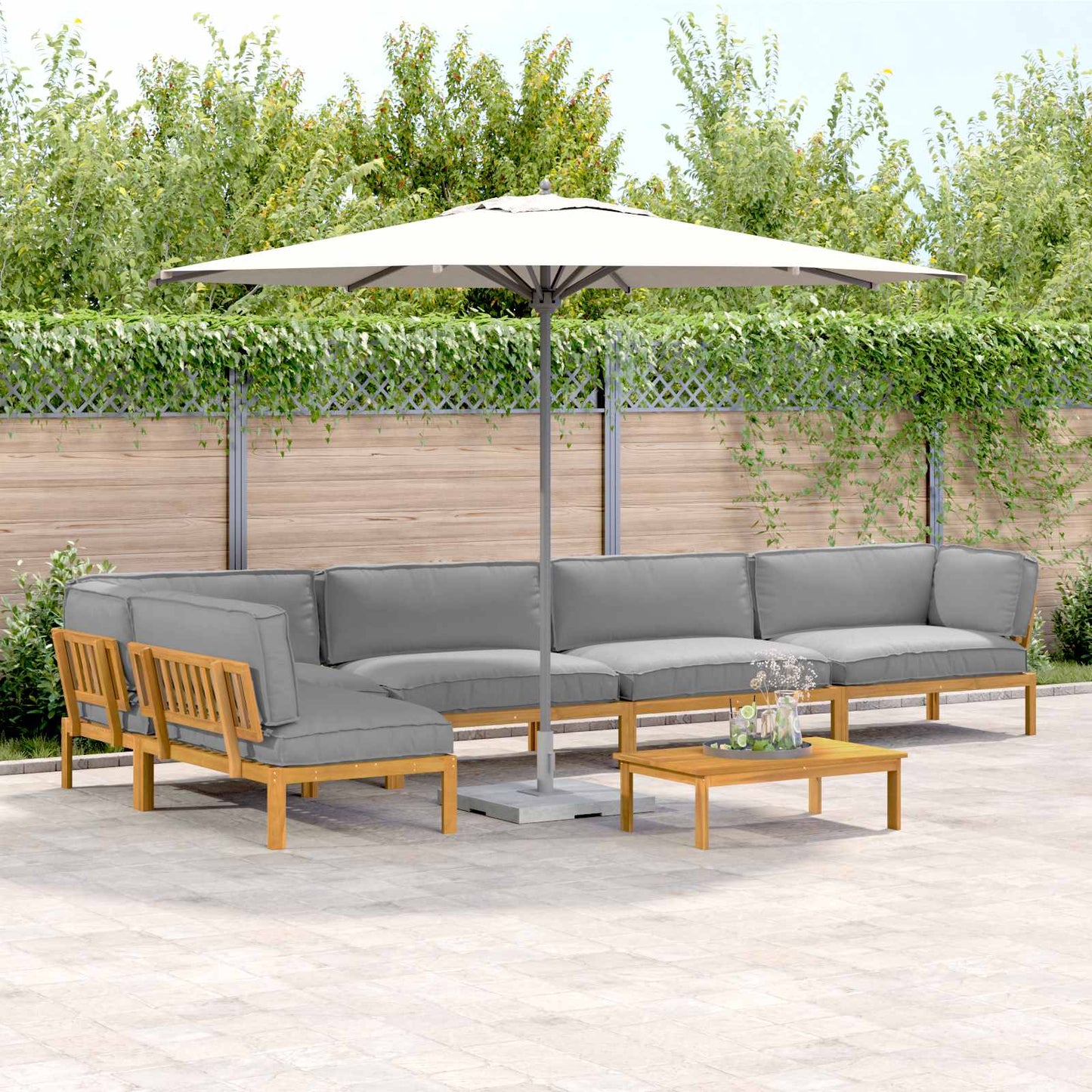 Sofa Set Mit Kissen Uni 4 Pcs Massivholz Akazie