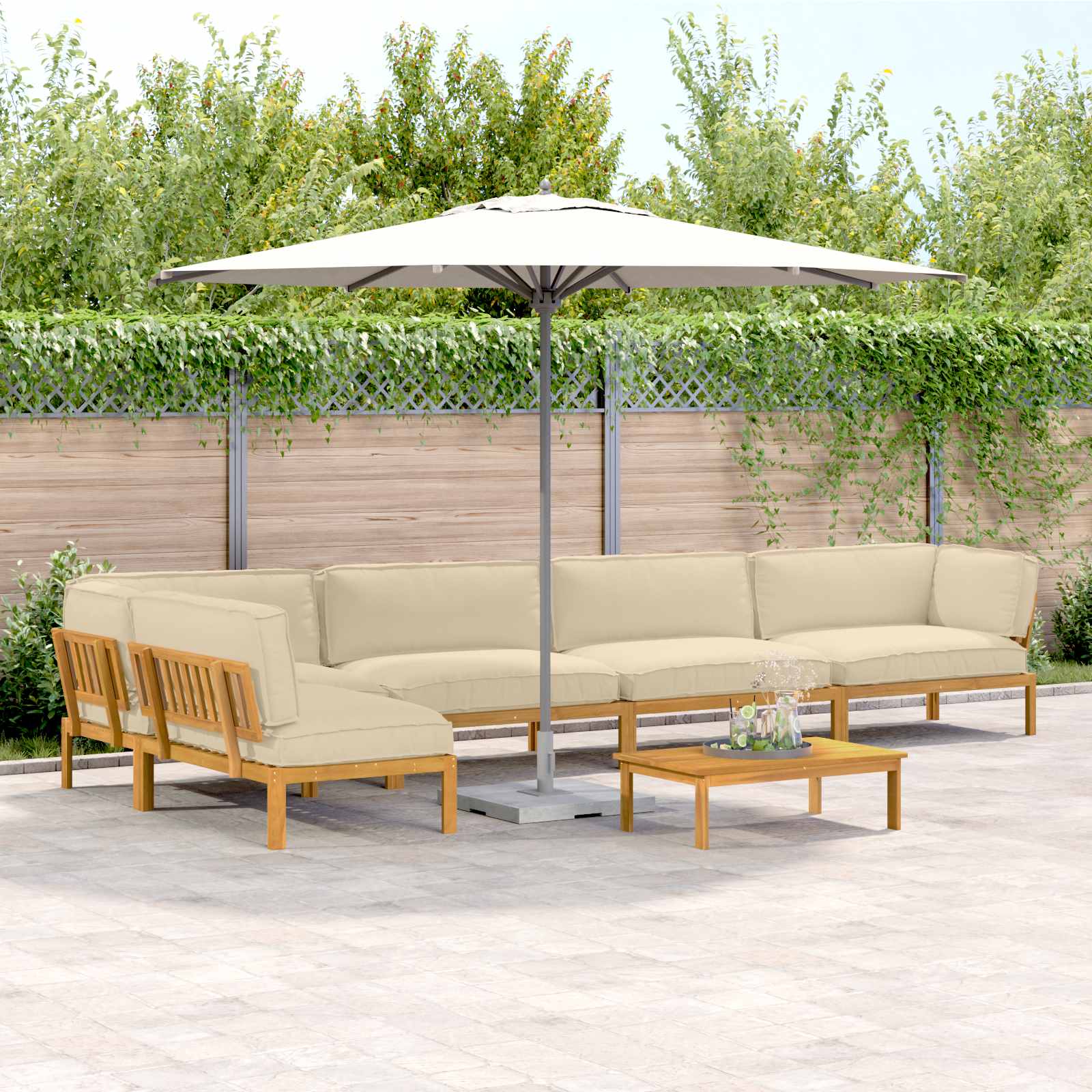 Sofa Set Mit Kissen Uni 4 Pcs Massivholz Akazie