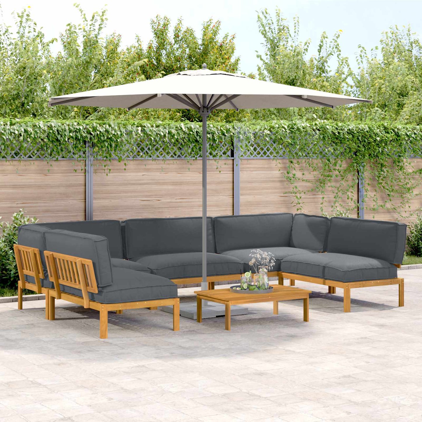 Sofa Set Mit Kissen Uni 4 Pcs Massivholz Akazie