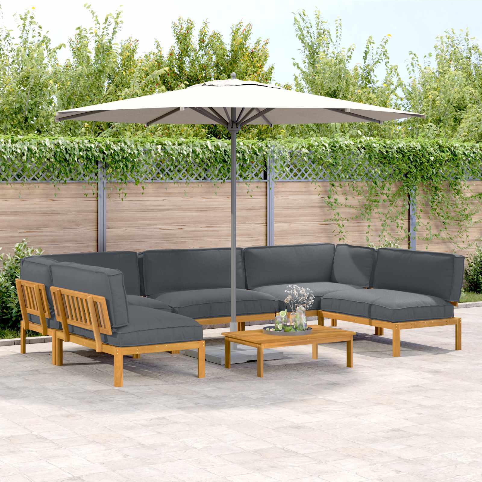 Sofa Set Mit Kissen Uni 4 Pcs Massivholz Akazie