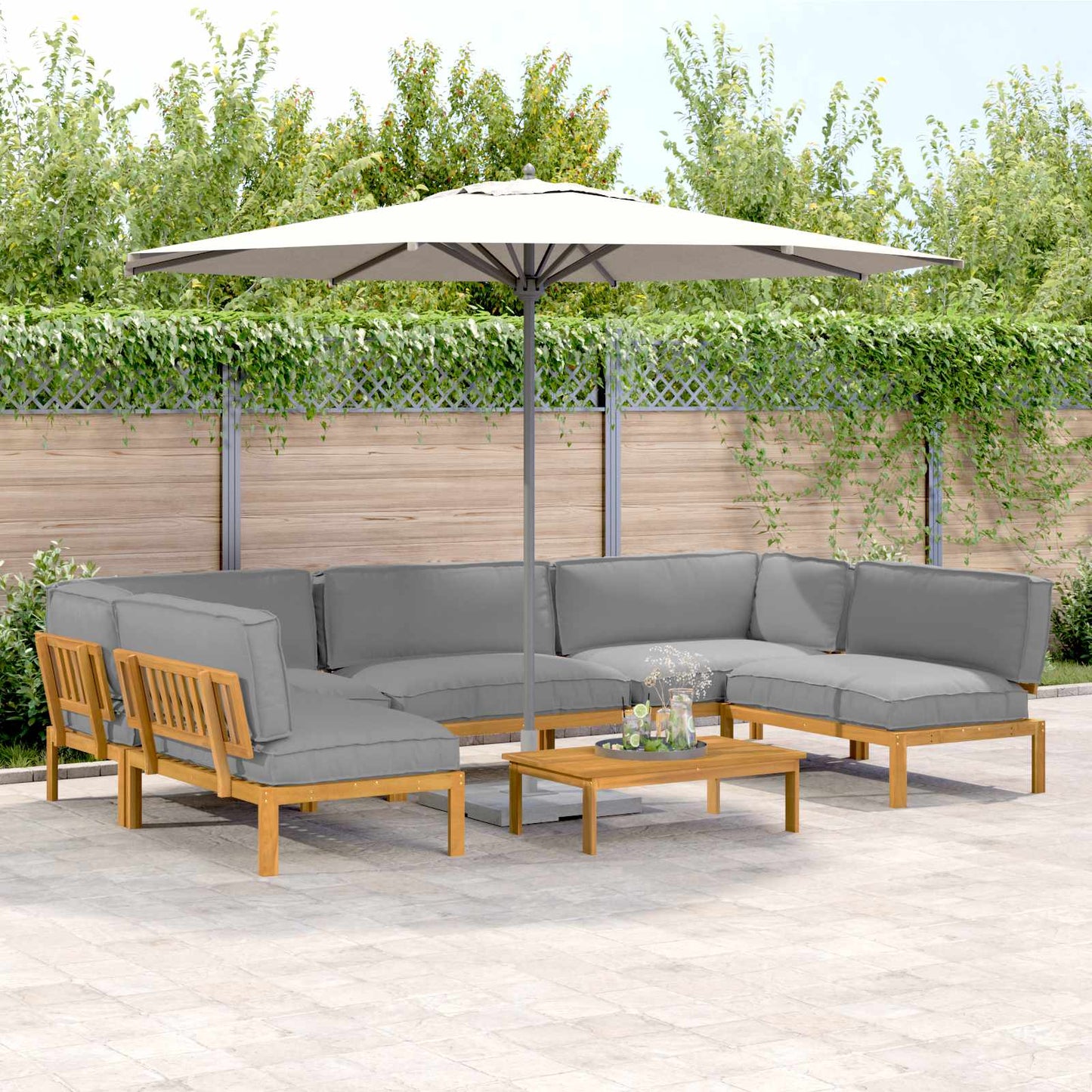 Sofa Set Mit Kissen Uni 4 Pcs Massivholz Akazie