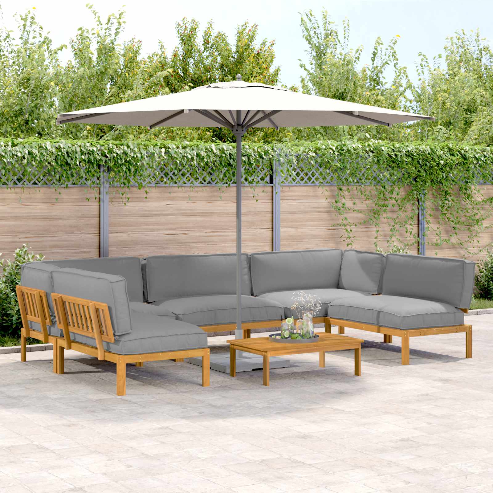 Sofa Set Mit Kissen Uni 4 Pcs Massivholz Akazie