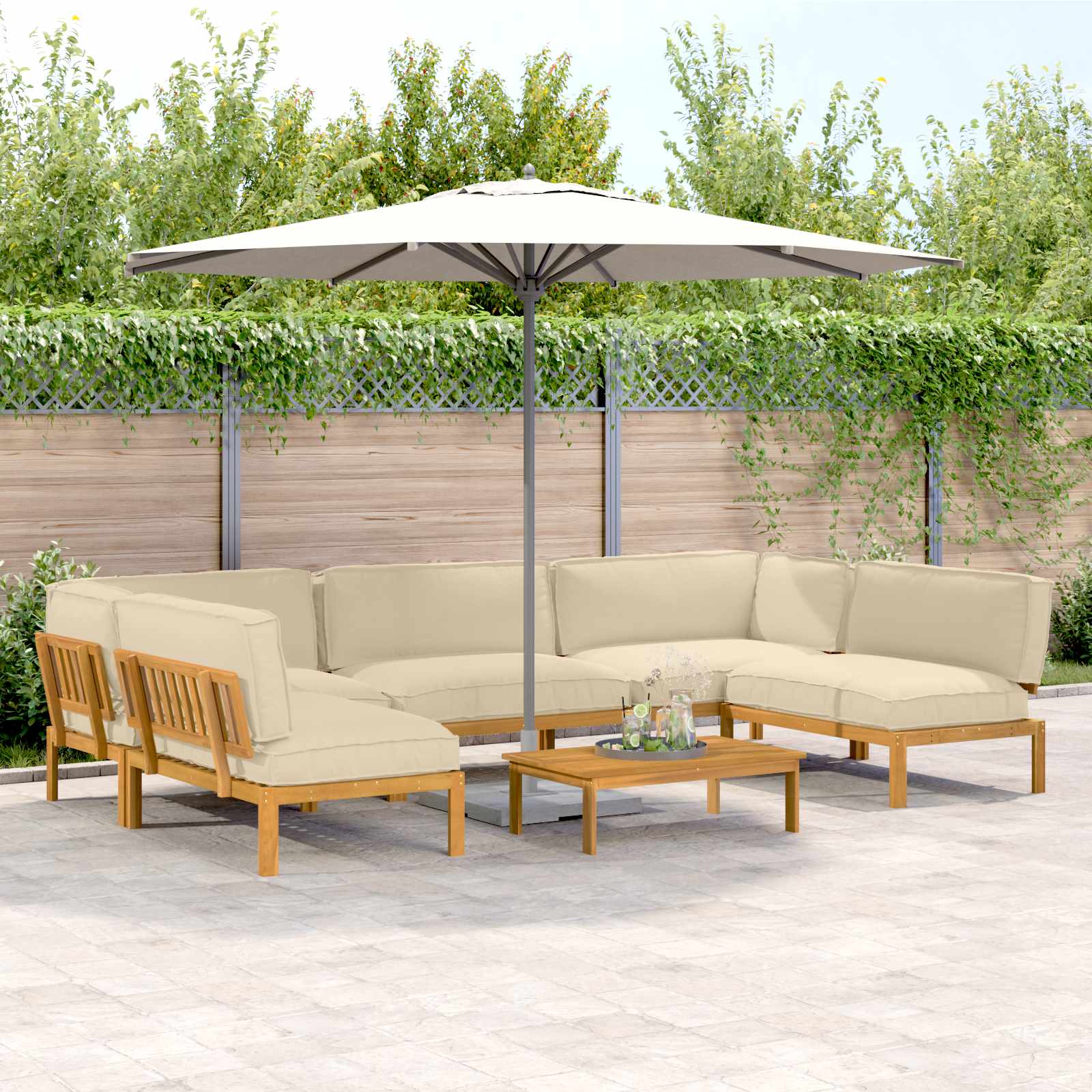 Sofa Set Mit Kissen Uni 4 Pcs Massivholz Akazie