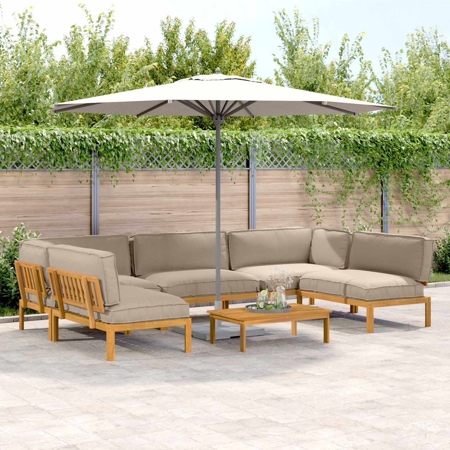 Sofa Set Mit Kissen Uni 4 Pcs Massivholz Akazie