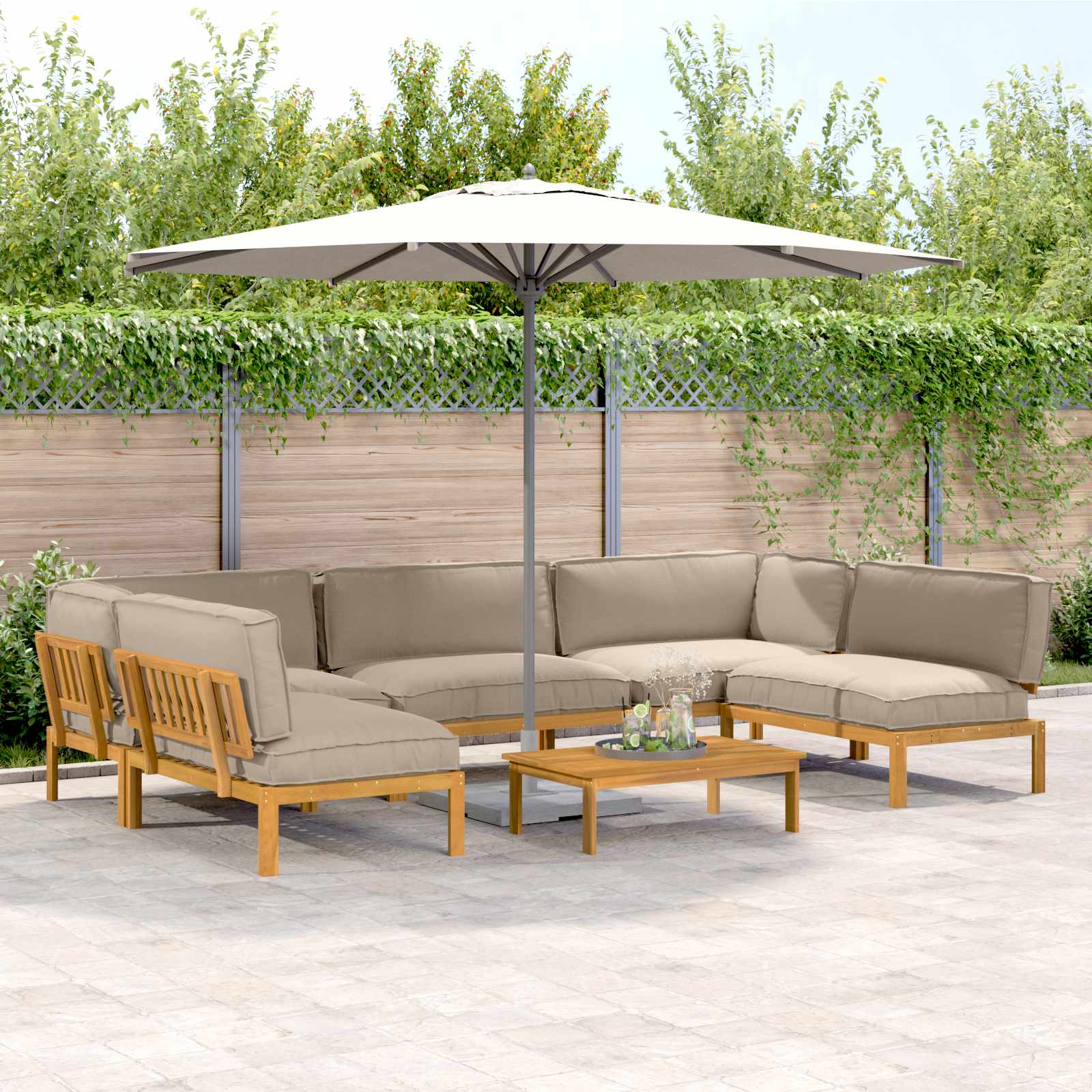 Sofa Set Mit Kissen Uni 4 Pcs Massivholz Akazie