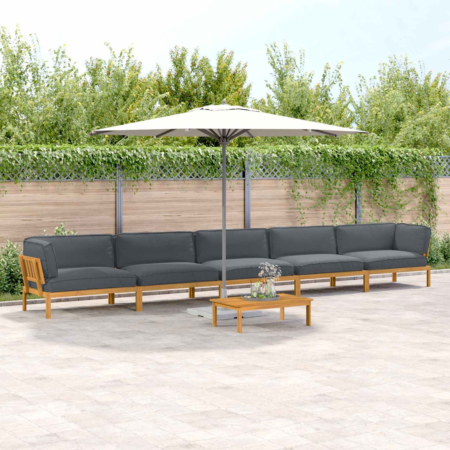 Sofa Set Mit Kissen Uni 4 Pcs Massivholz Akazie