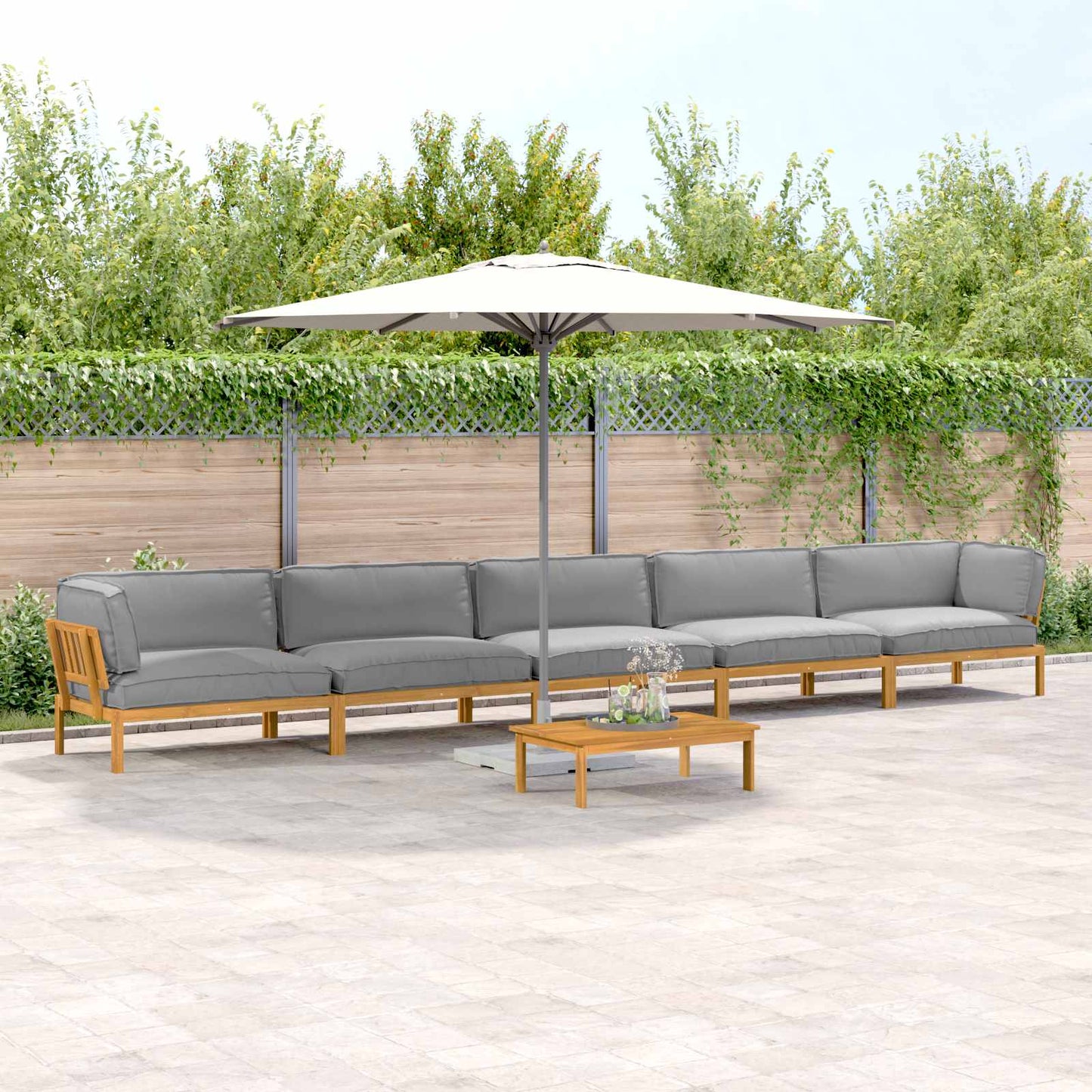 Sofa Set Mit Kissen Uni 4 Pcs Massivholz Akazie