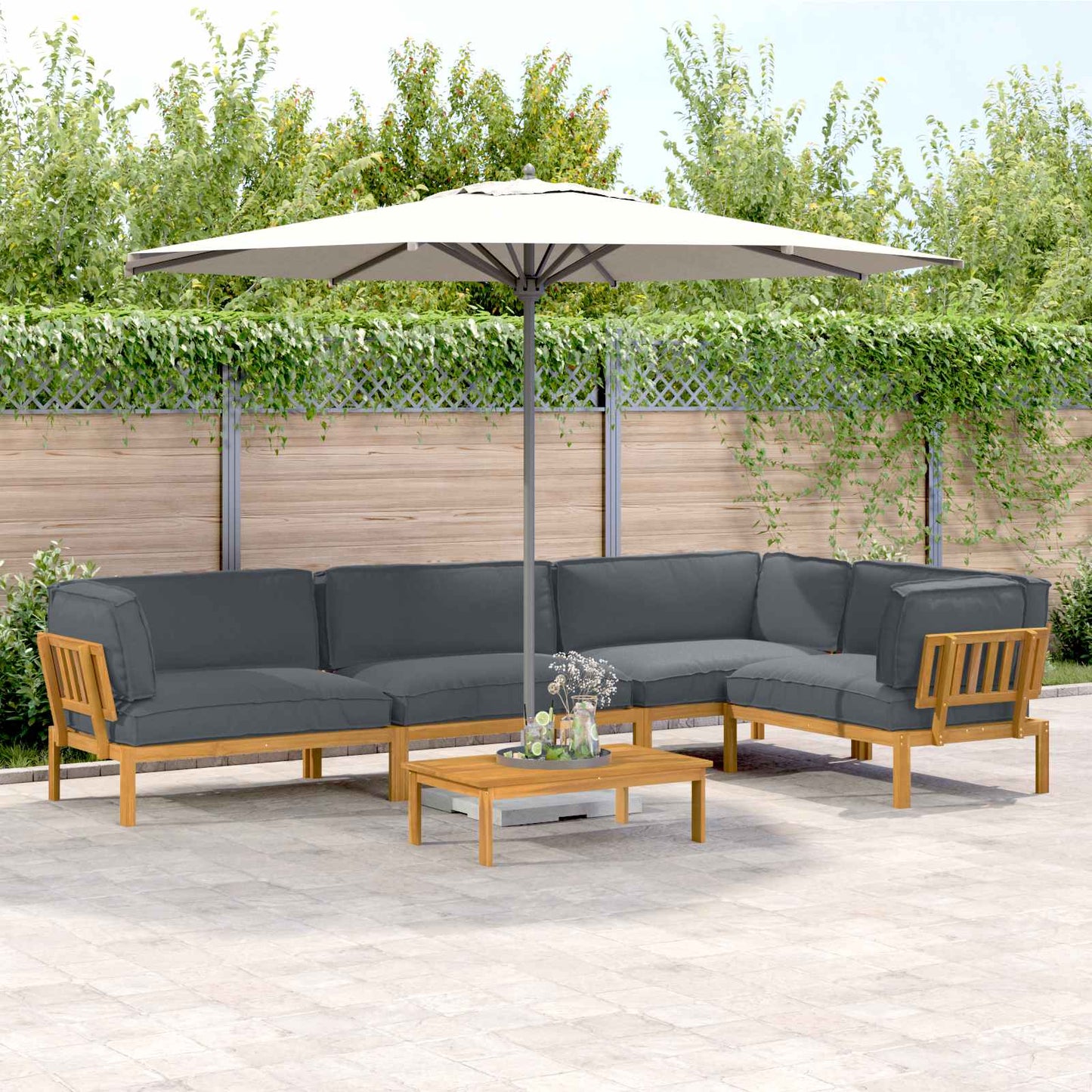 Sofa Set Mit Kissen Uni 4 Pcs Massivholz Akazie