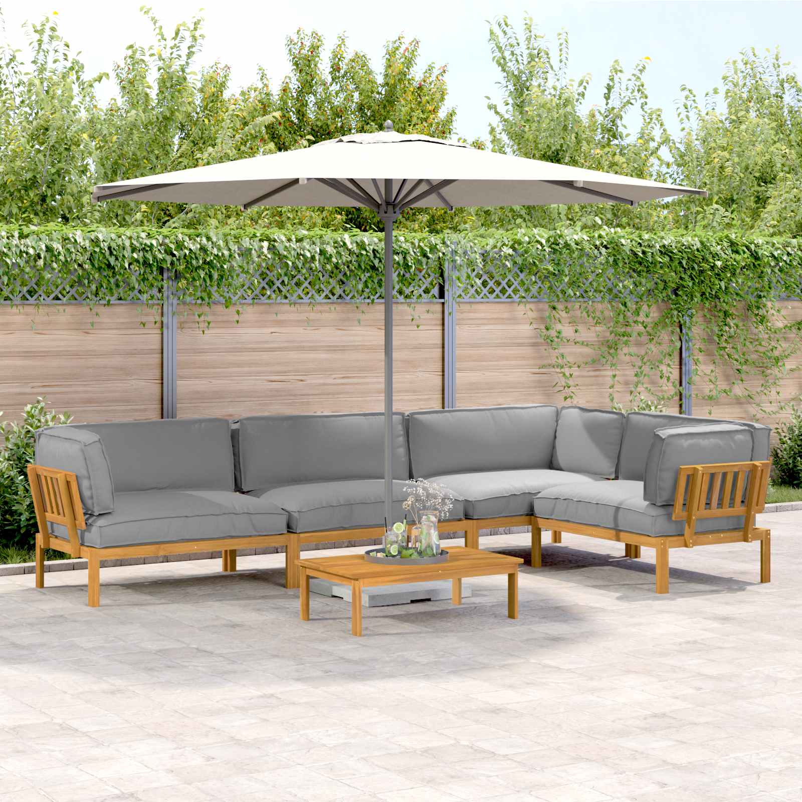 Sofa Set Mit Kissen Uni 4 Pcs Massivholz Akazie