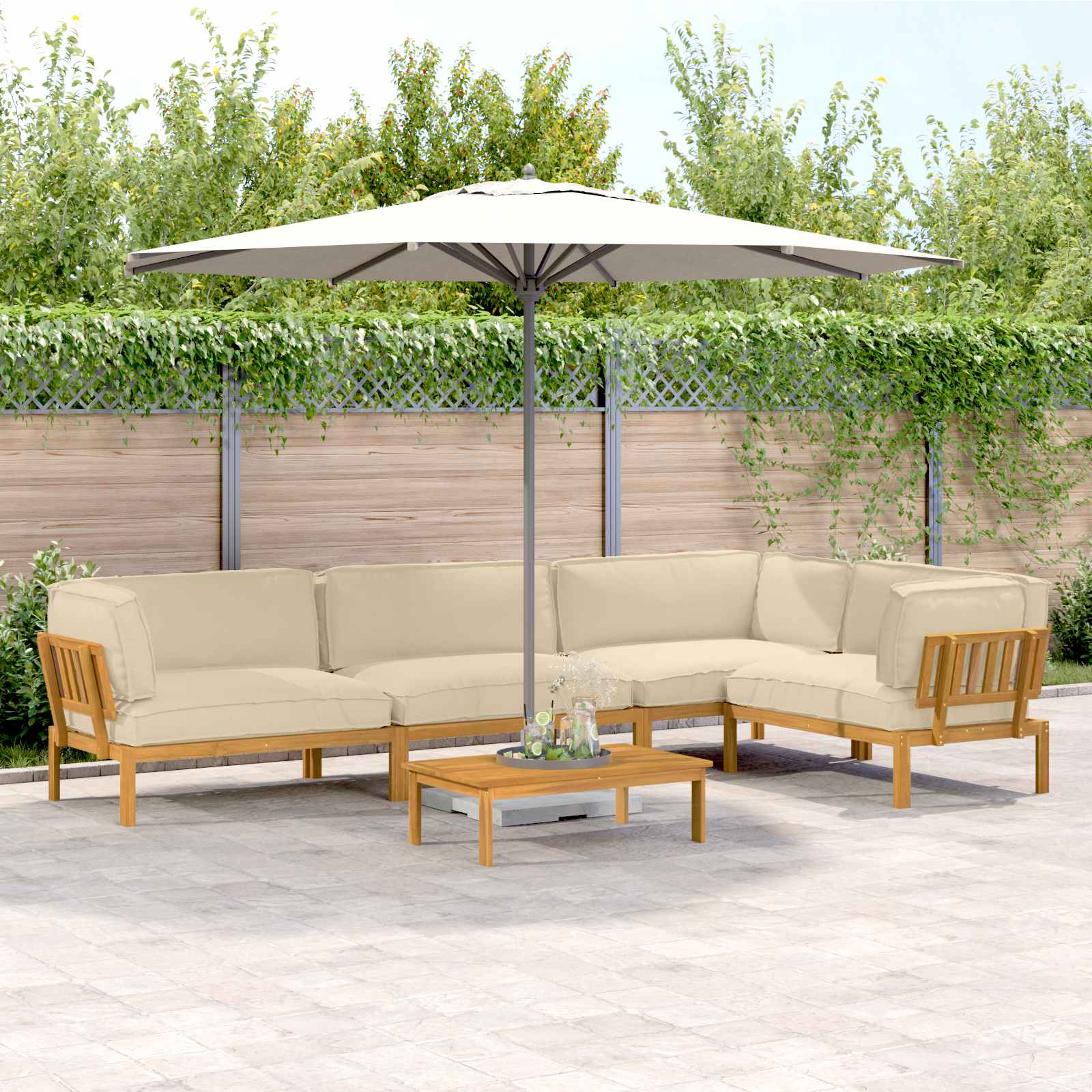 Sofa Set Mit Kissen Uni 4 Pcs Massivholz Akazie