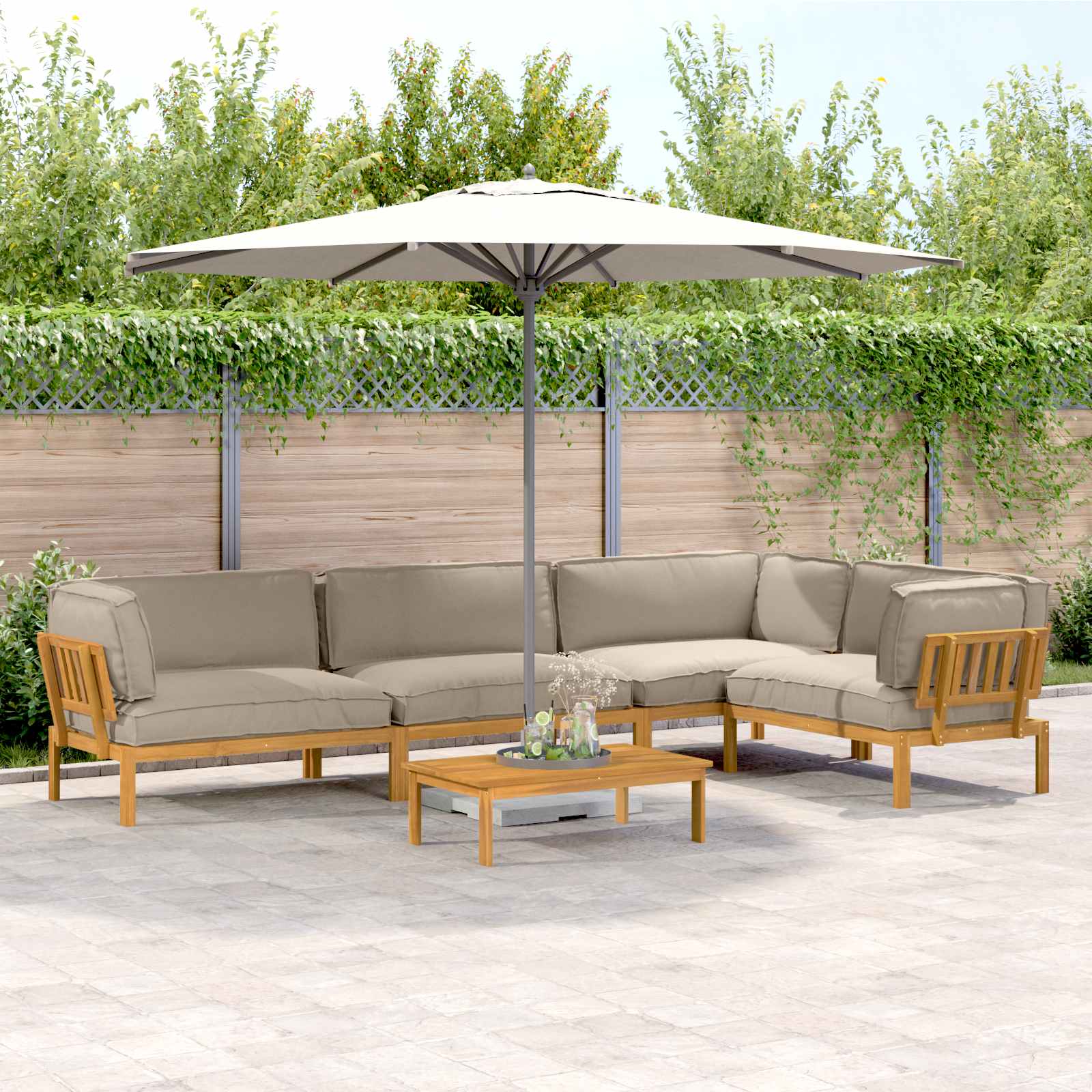 Sofa Set Mit Kissen Uni 4 Pcs Massivholz Akazie