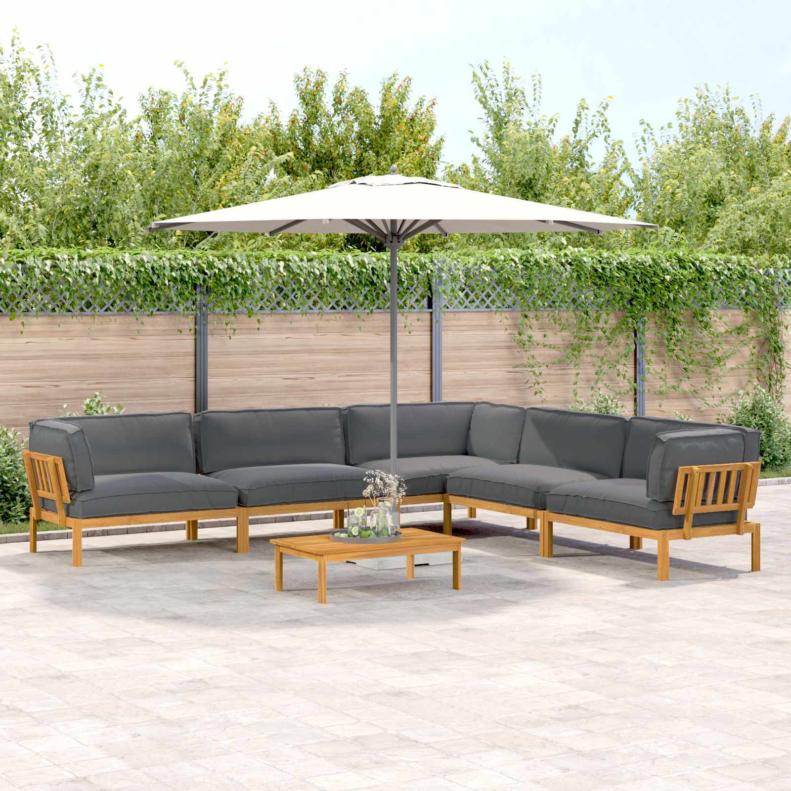 Sofa Set Mit Kissen Uni 4 Pcs Massivholz Akazie