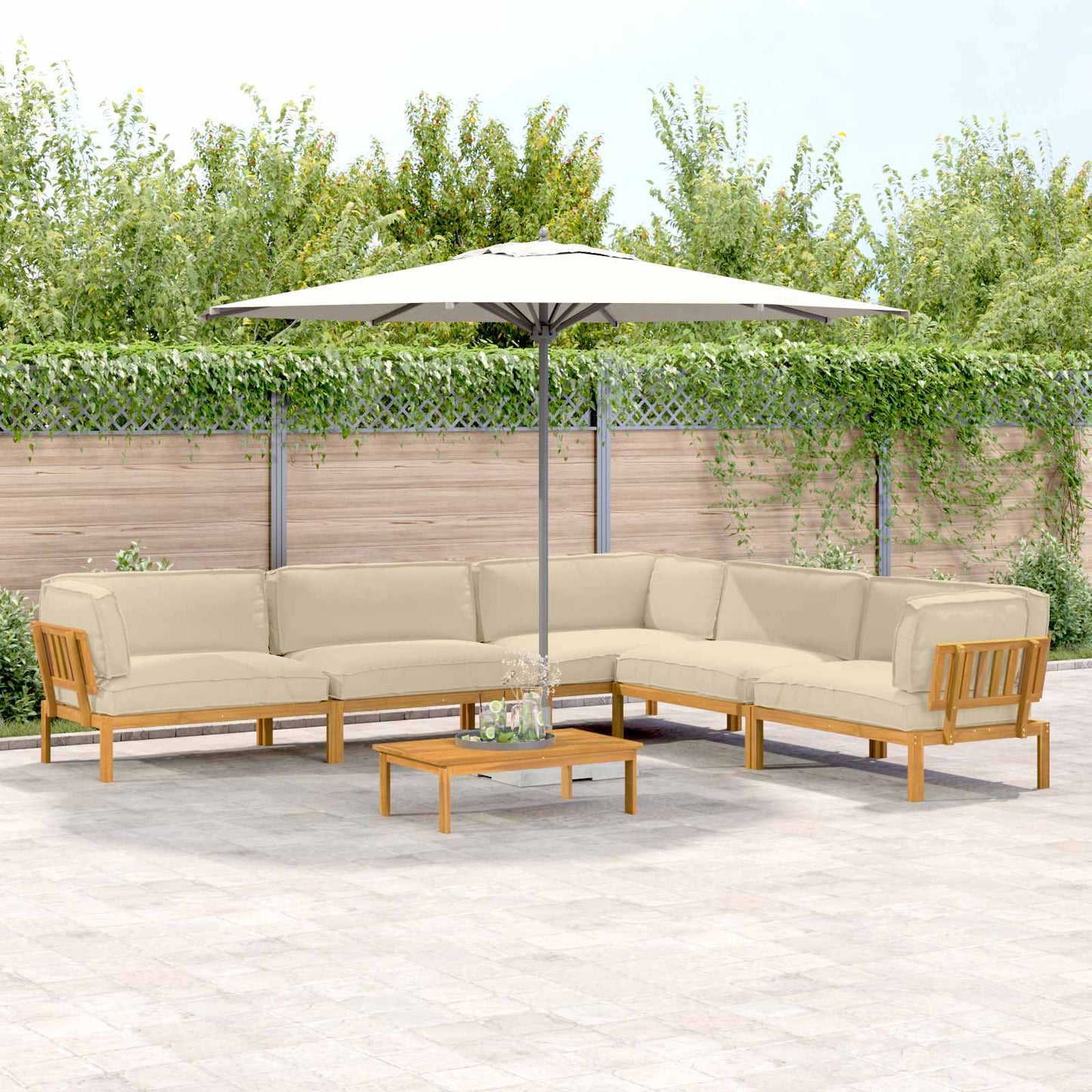 Sofa Set Mit Kissen Uni 4 Pcs Massivholz Akazie