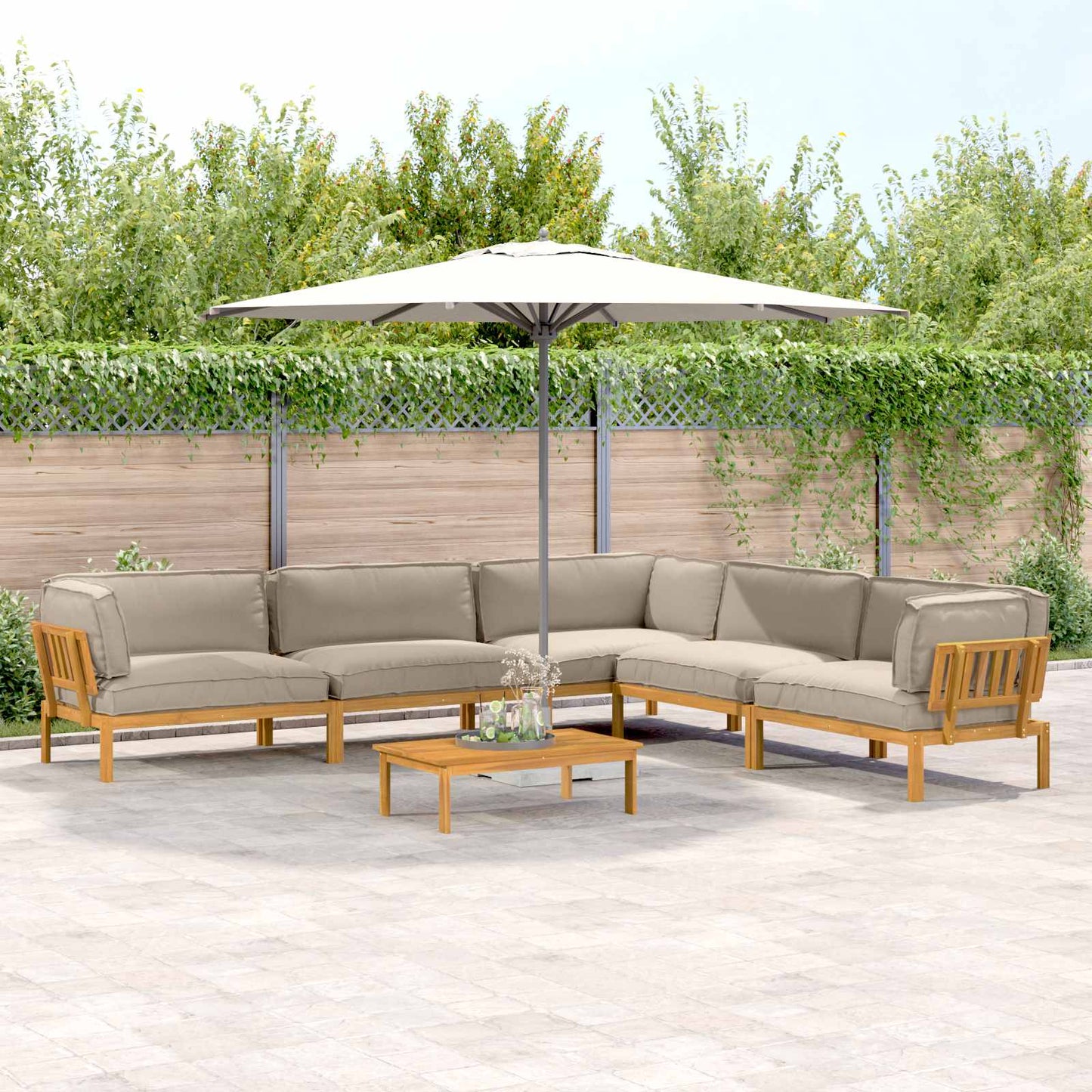 Sofa Set Mit Kissen Uni 4 Pcs Massivholz Akazie