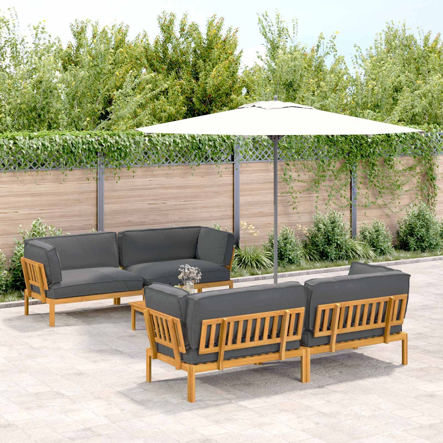 Sofa Set Mit Kissen Uni 4 Pcs Massivholz Akazie