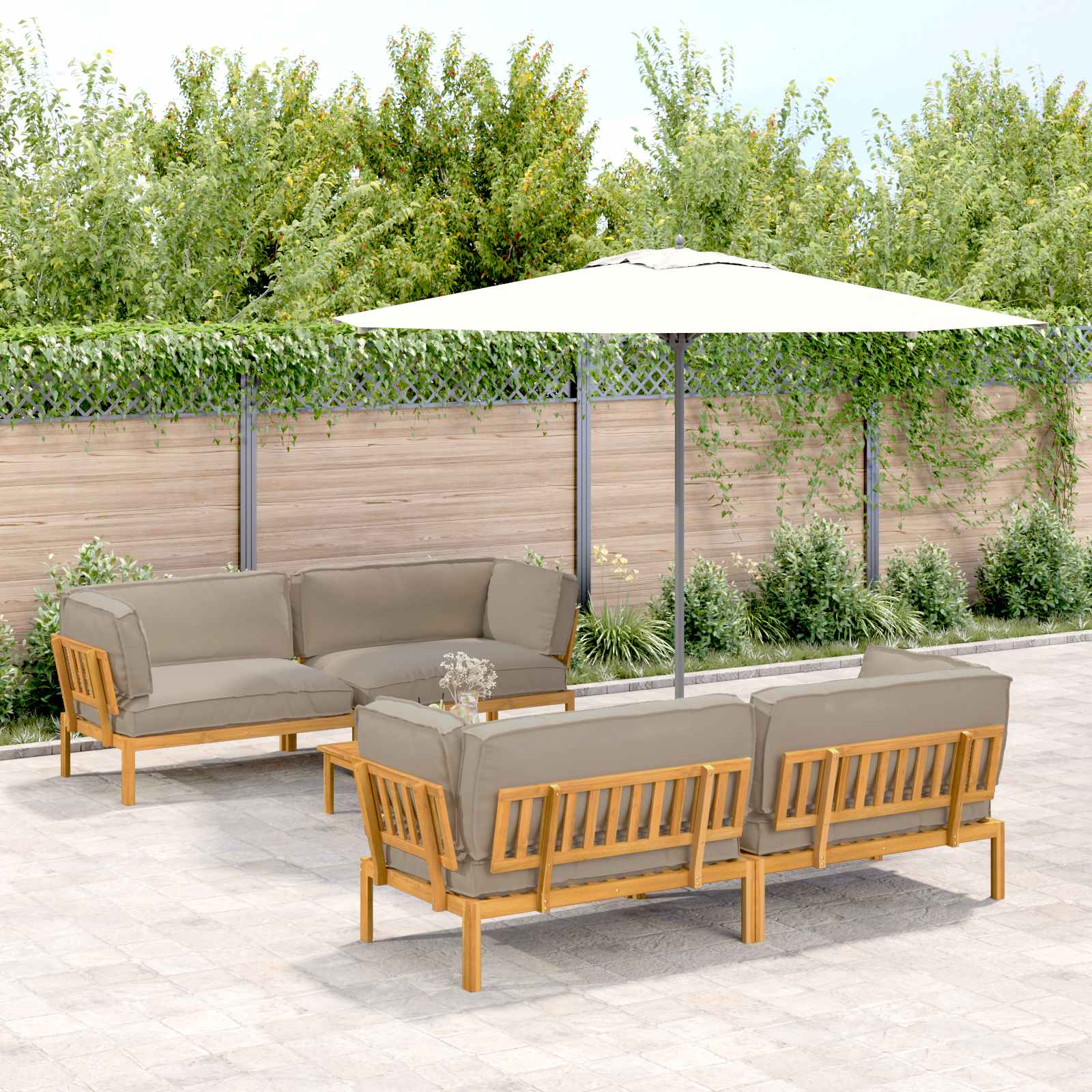 Sofa Set Mit Kissen Uni 4 Pcs Massivholz Akazie