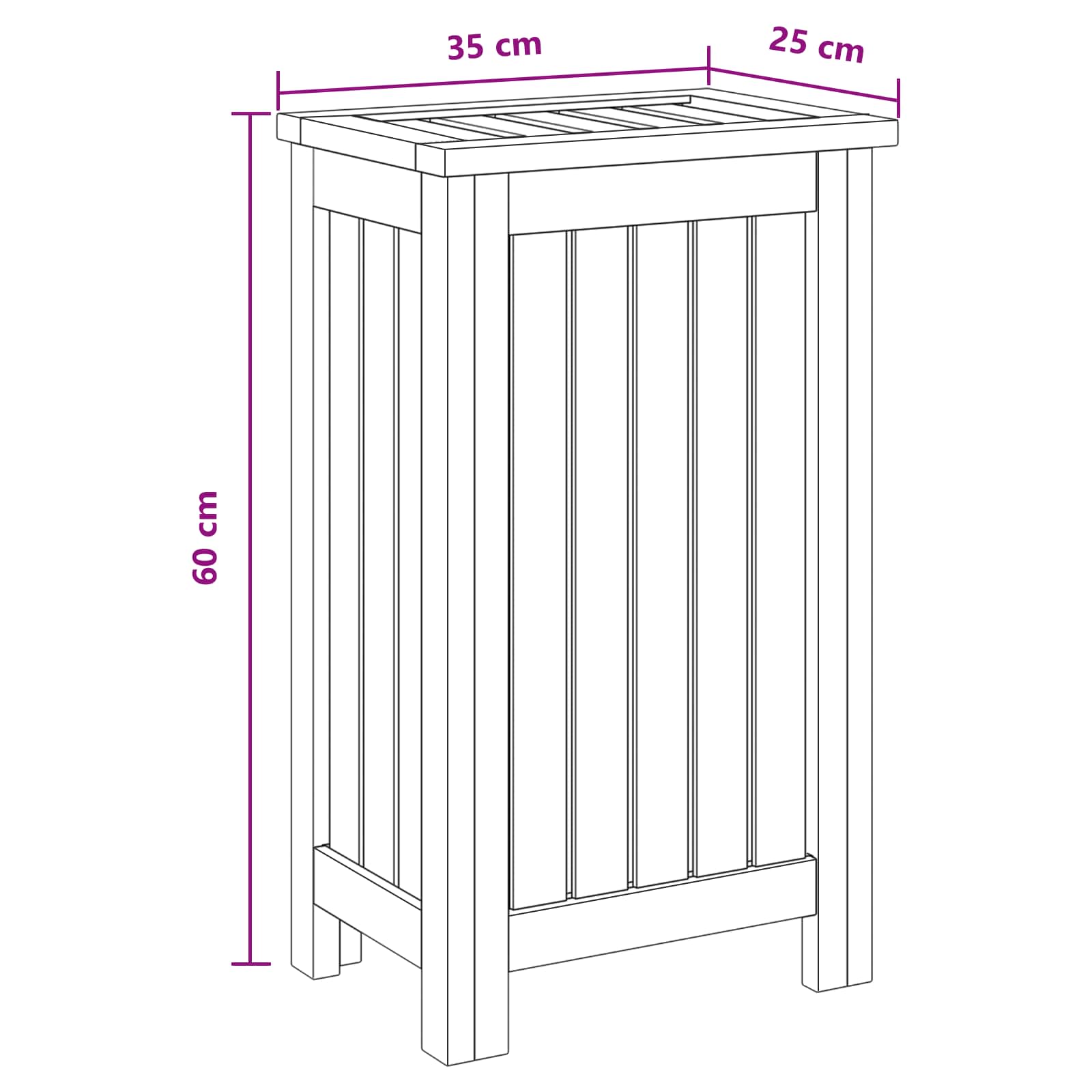 Wäschekorb Natur Massivholz Teak