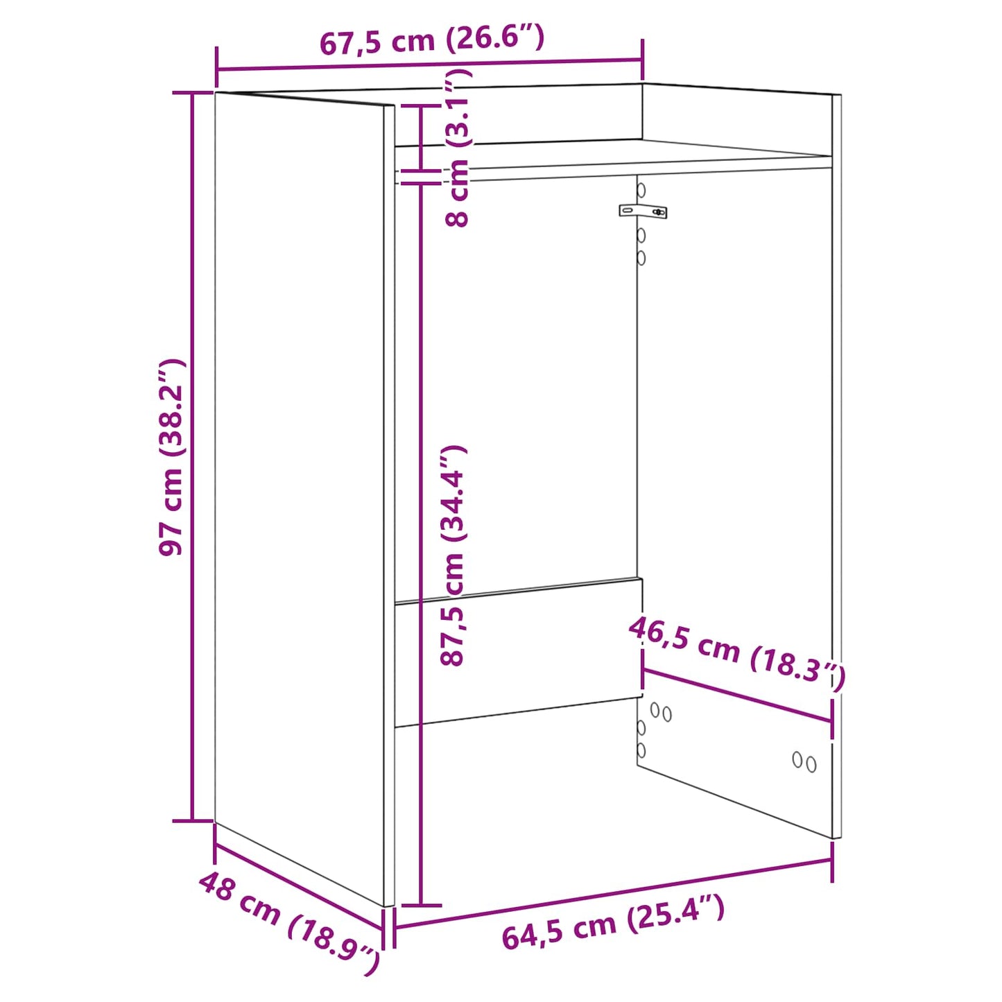 Waschmaschinen-Schrank 67,5 X 48 X 97 Cm Holzwerkstoff