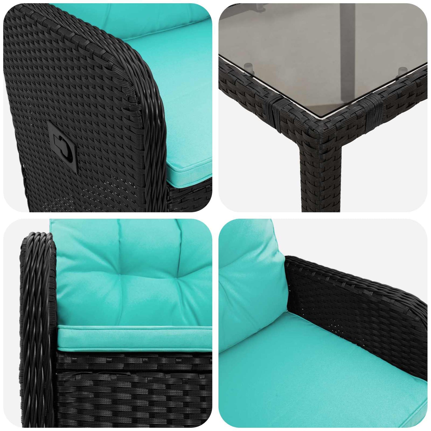 Outdoortisch-Set 3 Pcs Poly-Rattan