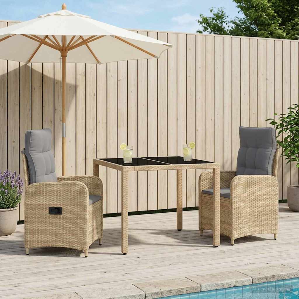 Outdoortisch-Set 3 Pcs Poly-Rattan