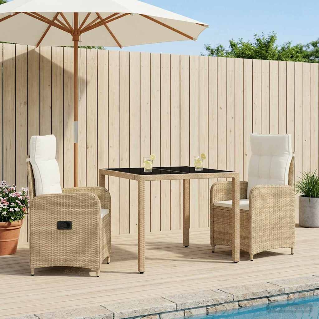 Outdoortisch-Set 3 Pcs Poly-Rattan