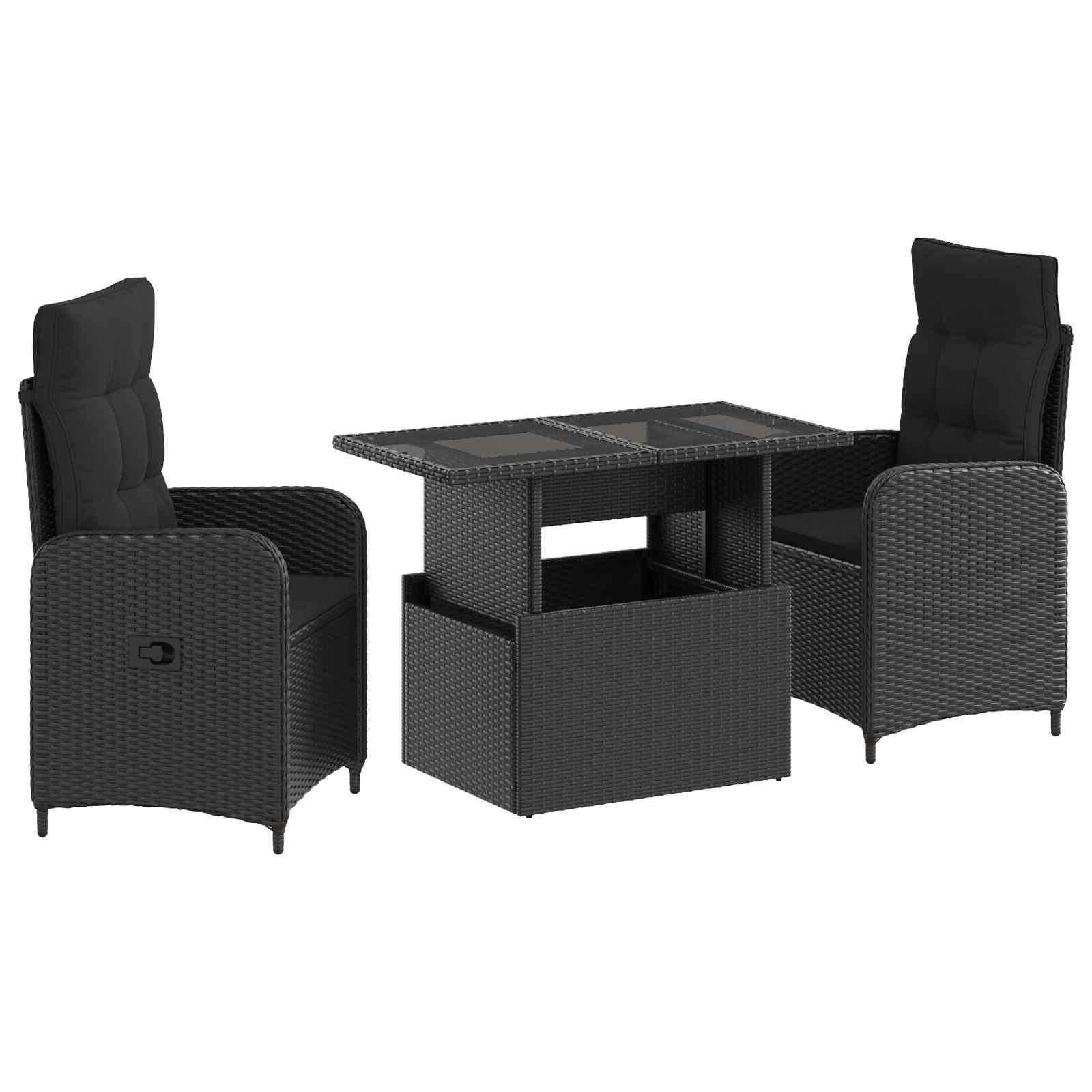 Outdoortisch-Set 3 Pcs Poly-Rattan