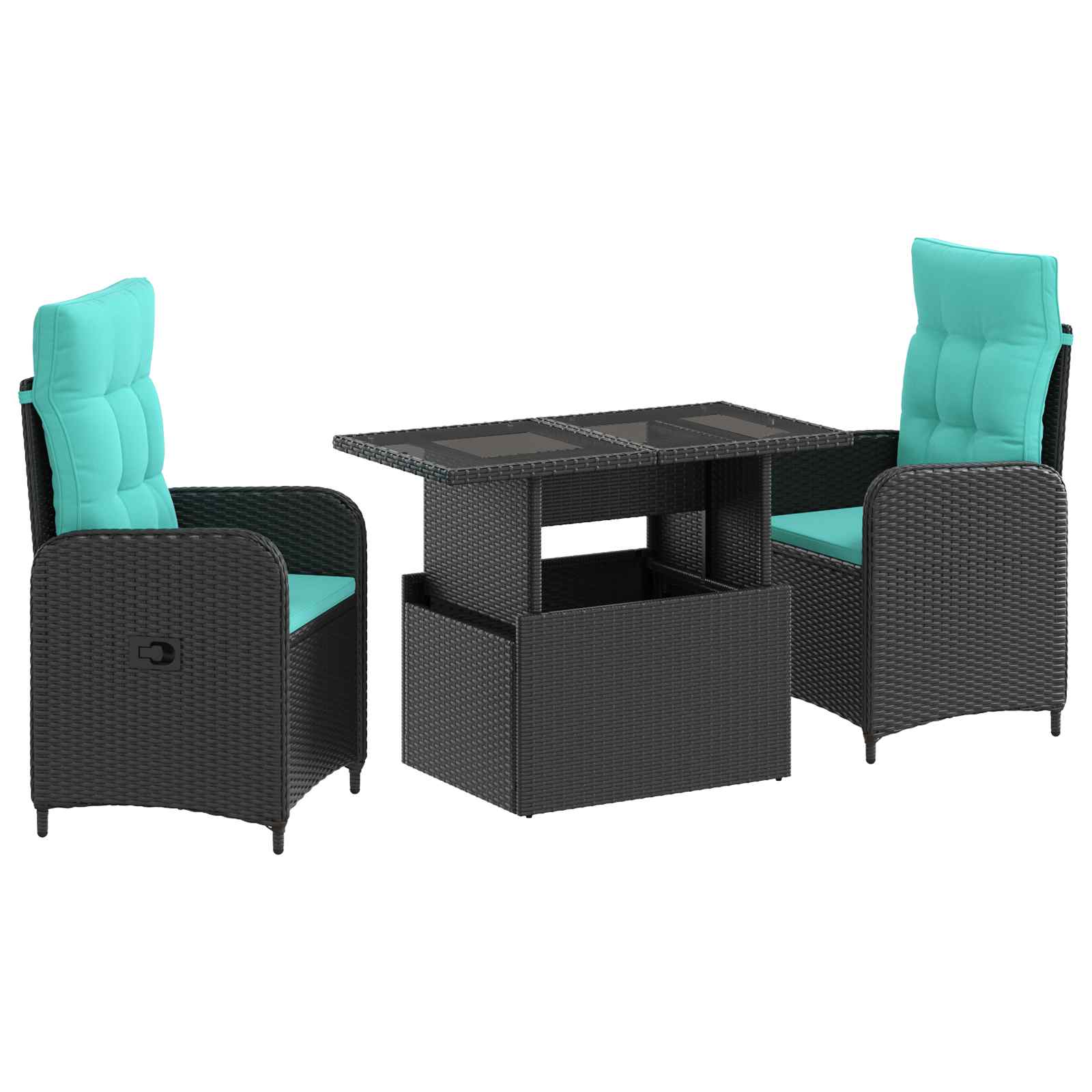 Outdoortisch-Set 3 Pcs Poly-Rattan