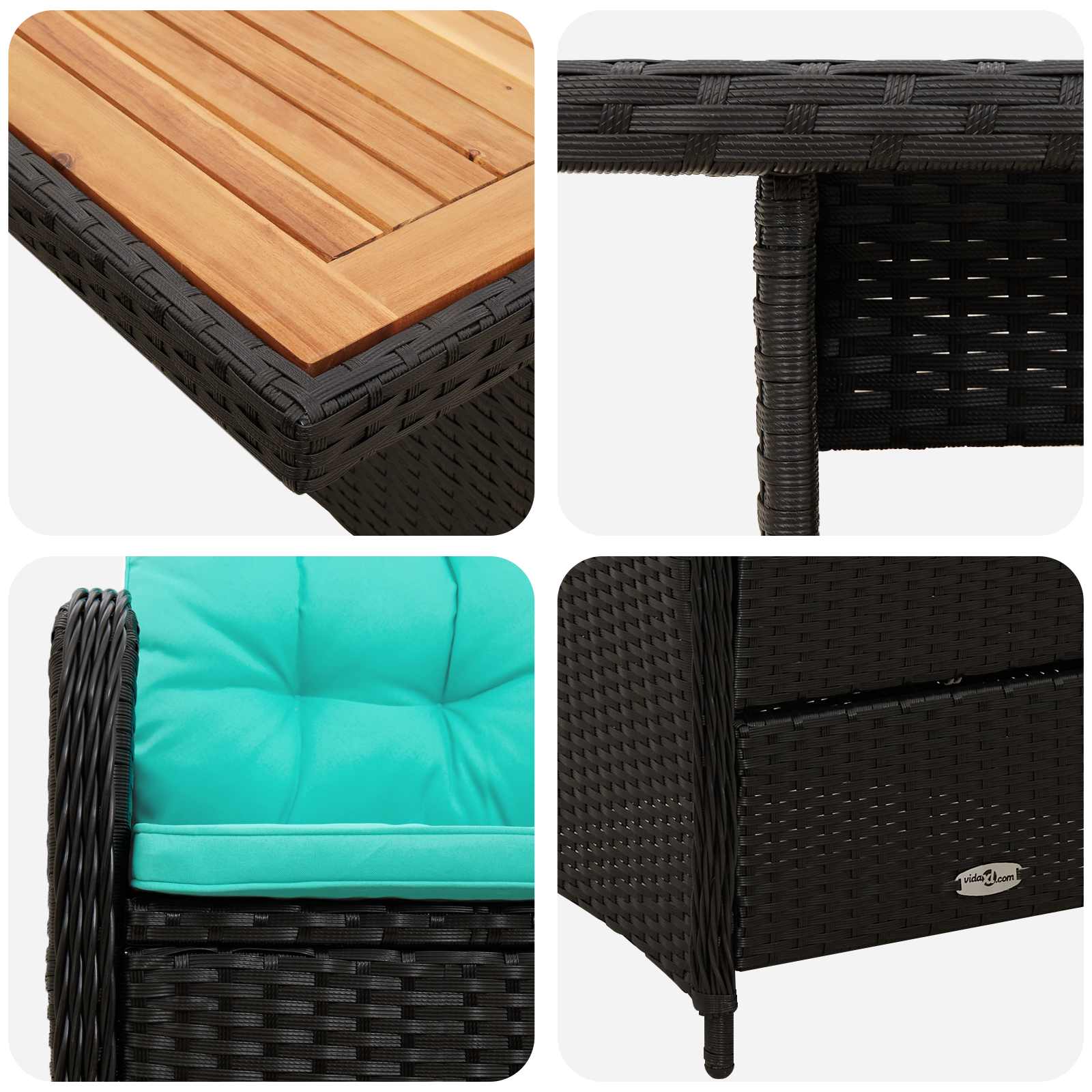 Outdoortisch-Set 3 Pcs Poly-Rattan