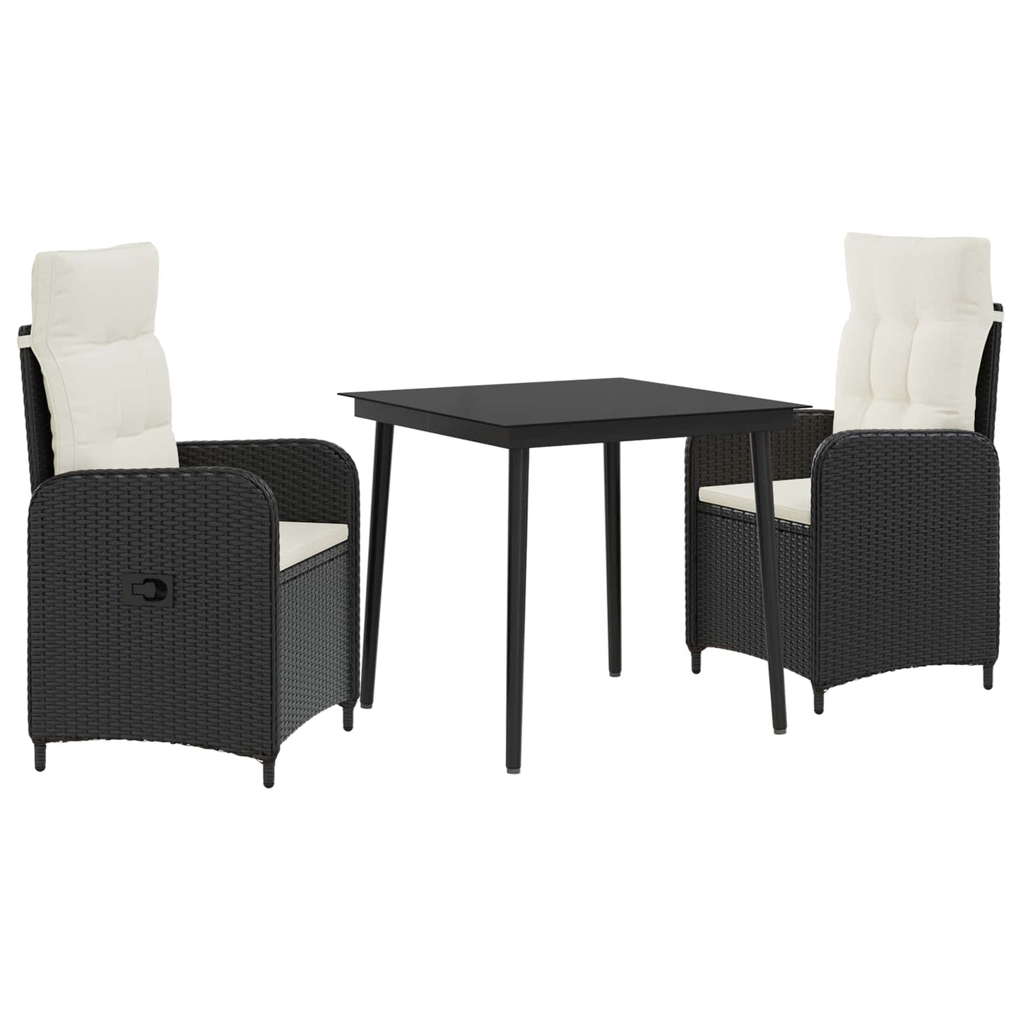 Sofa-Tischset 3 Pcs Pe Rattan Und Pulverbeschichteter Stahl