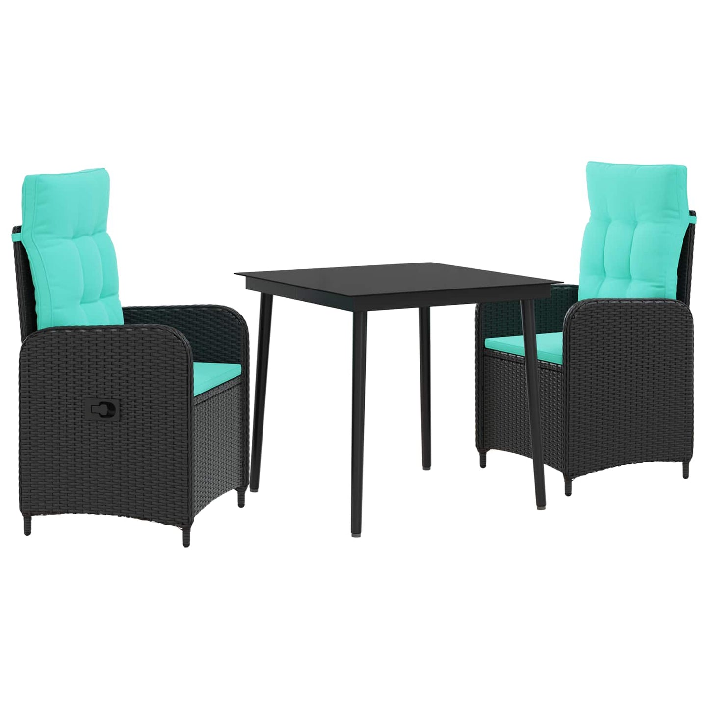 Sofa-Tischset 3 Pcs Pe Rattan Und Pulverbeschichteter Stahl