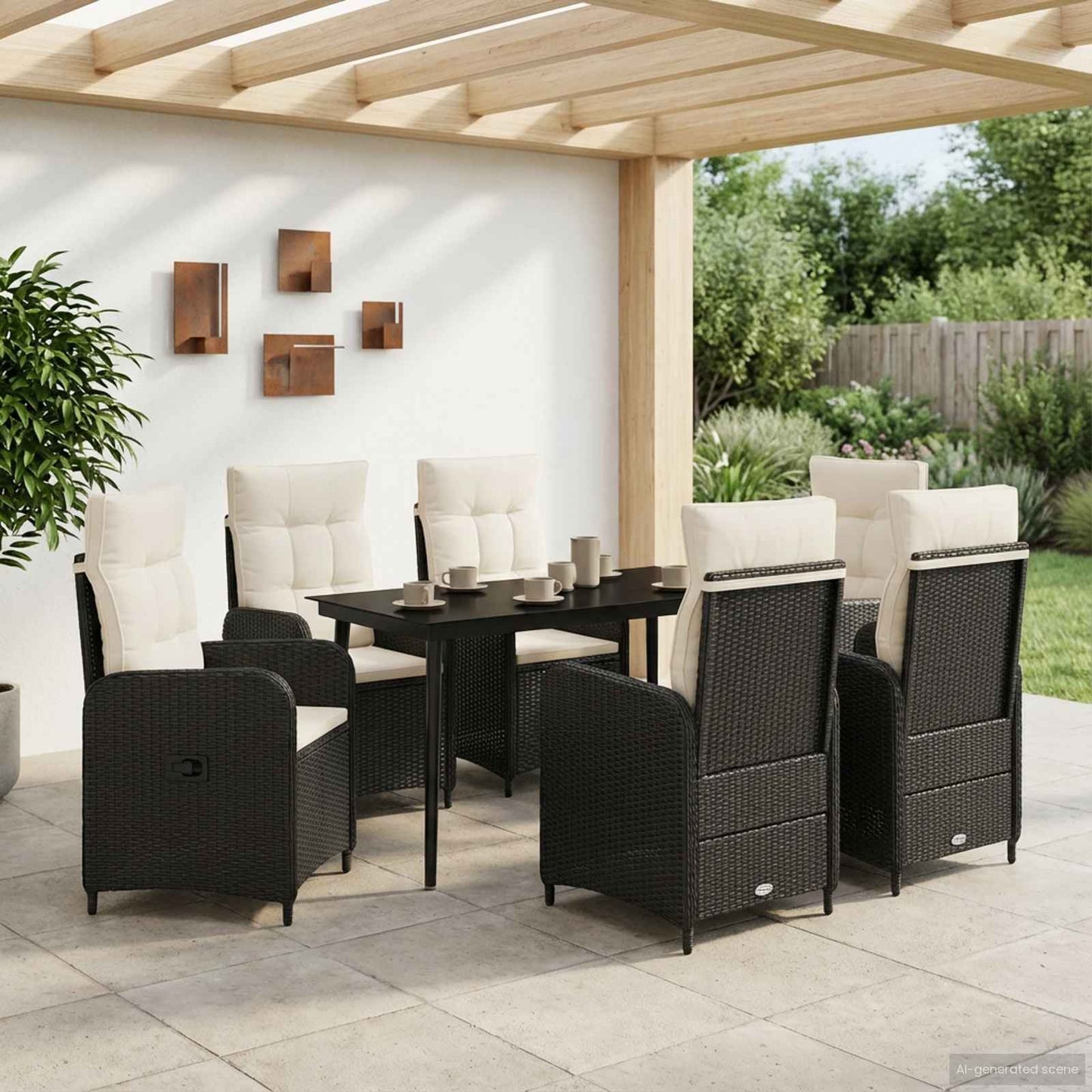 Sofa-Tischset 3 Pcs Pe Rattan Und Pulverbeschichteter Stahl