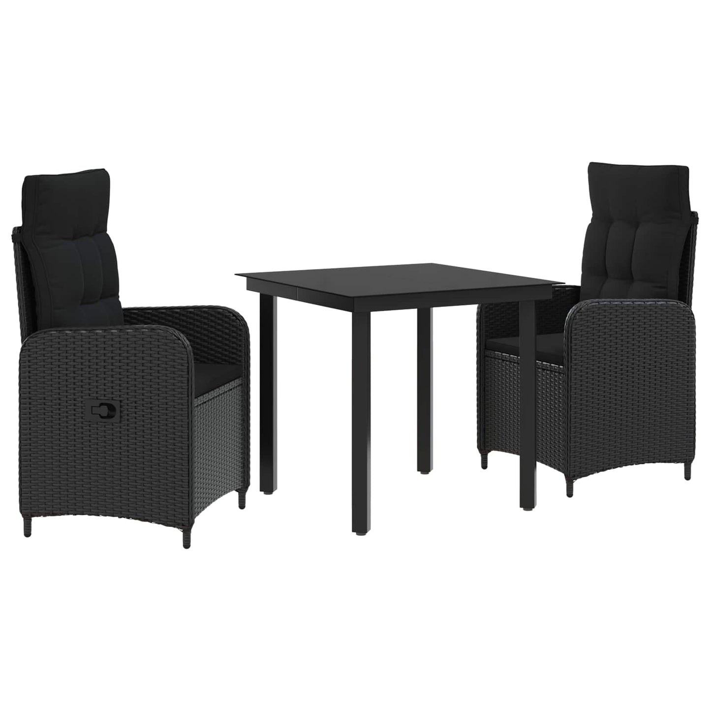 Sofa-Tischset 3 Pcs Pe Rattan Und Pulverbeschichteter Stahl