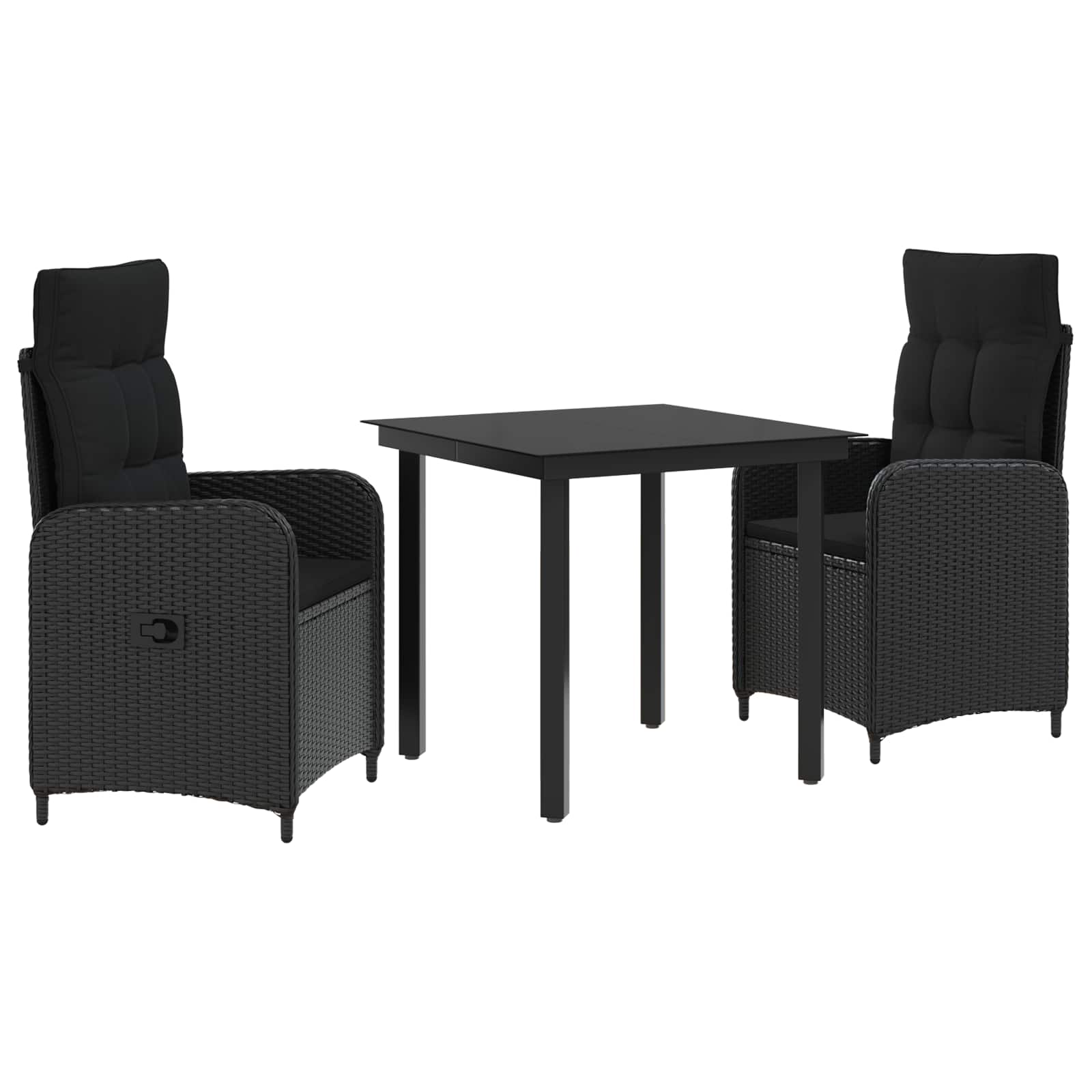 Sofa-Tischset 3 Pcs Pe Rattan Und Pulverbeschichteter Stahl