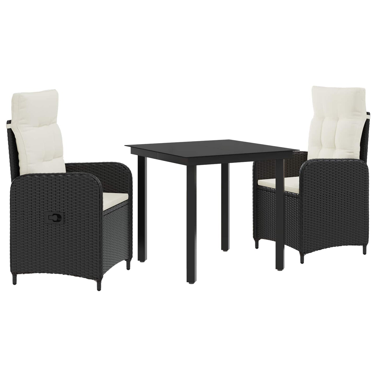 Sofa-Tischset 3 Pcs Pe Rattan Und Pulverbeschichteter Stahl