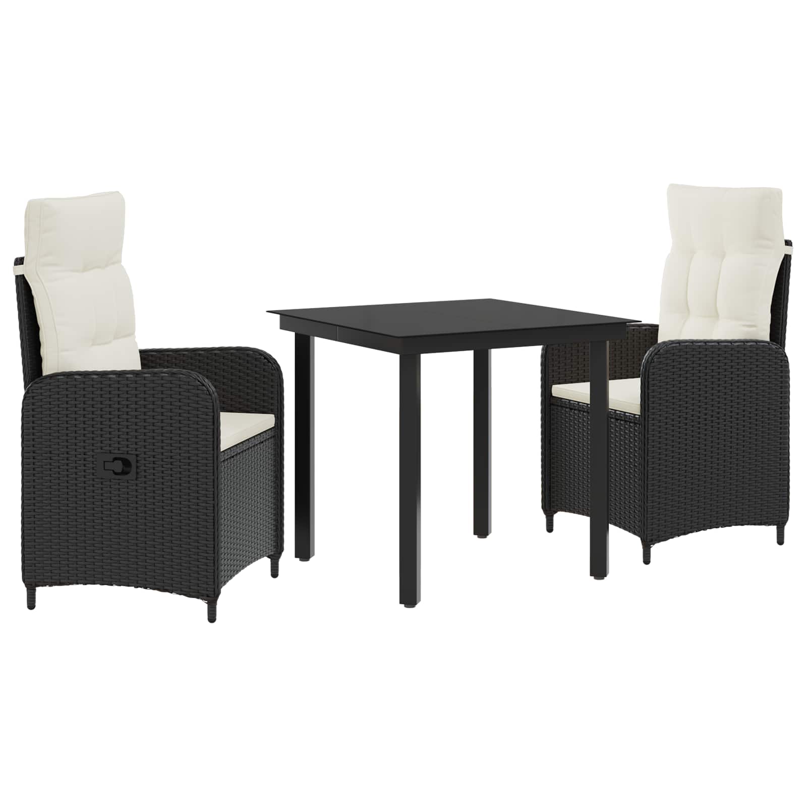 Sofa-Tischset 3 Pcs Pe Rattan Und Pulverbeschichteter Stahl