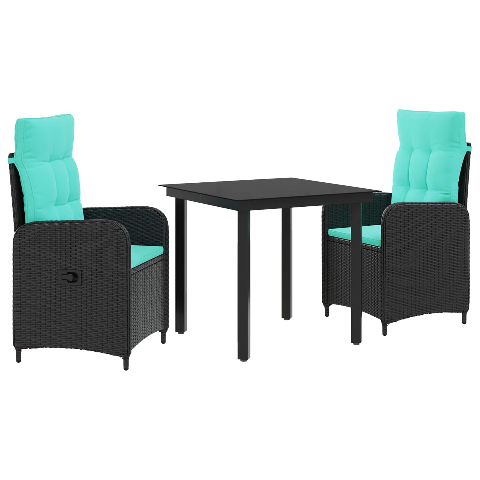 Sofa-Tischset 3 Pcs Pe Rattan Und Pulverbeschichteter Stahl