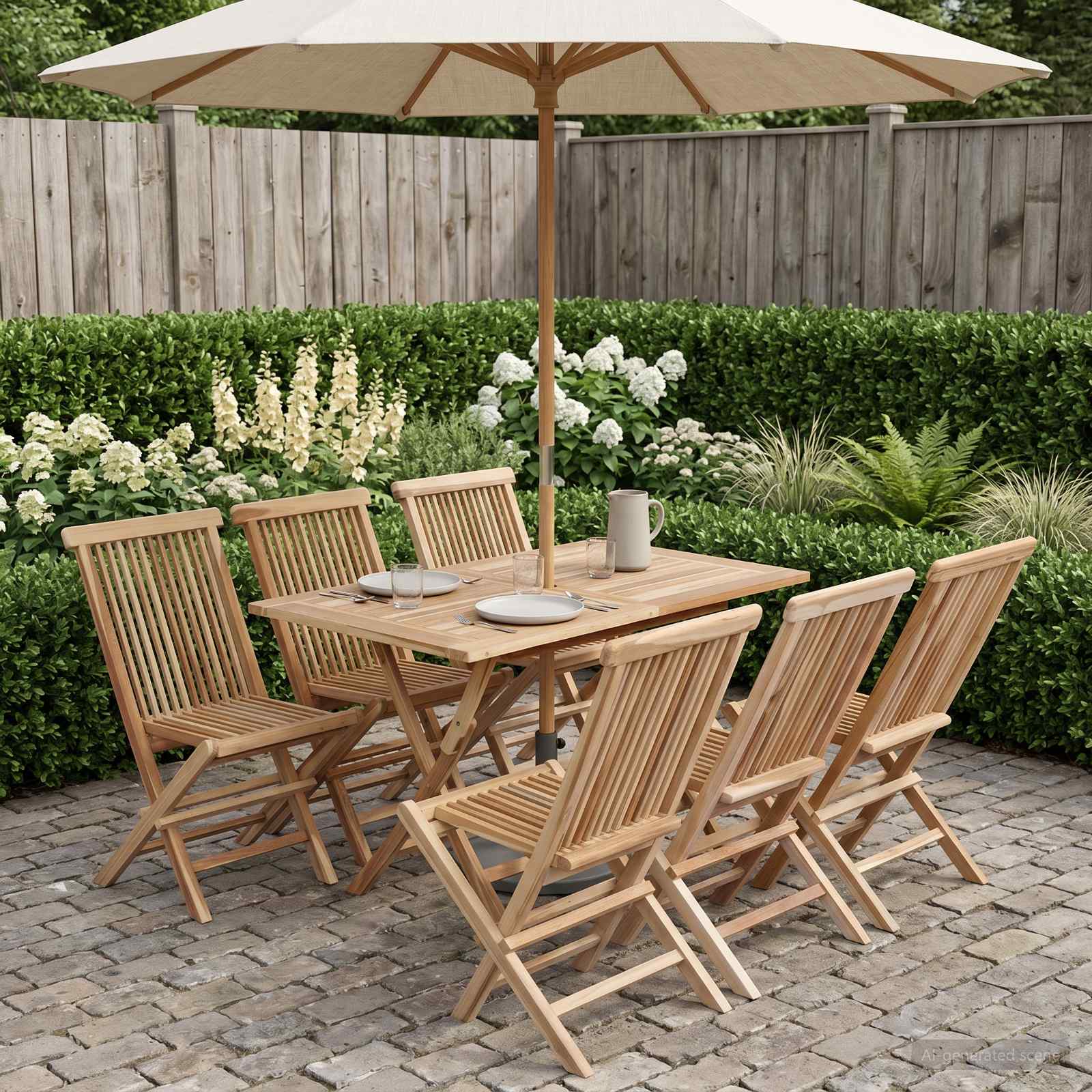 Gartenmöbel Set 5 Stk. Natur Massivholz Teak