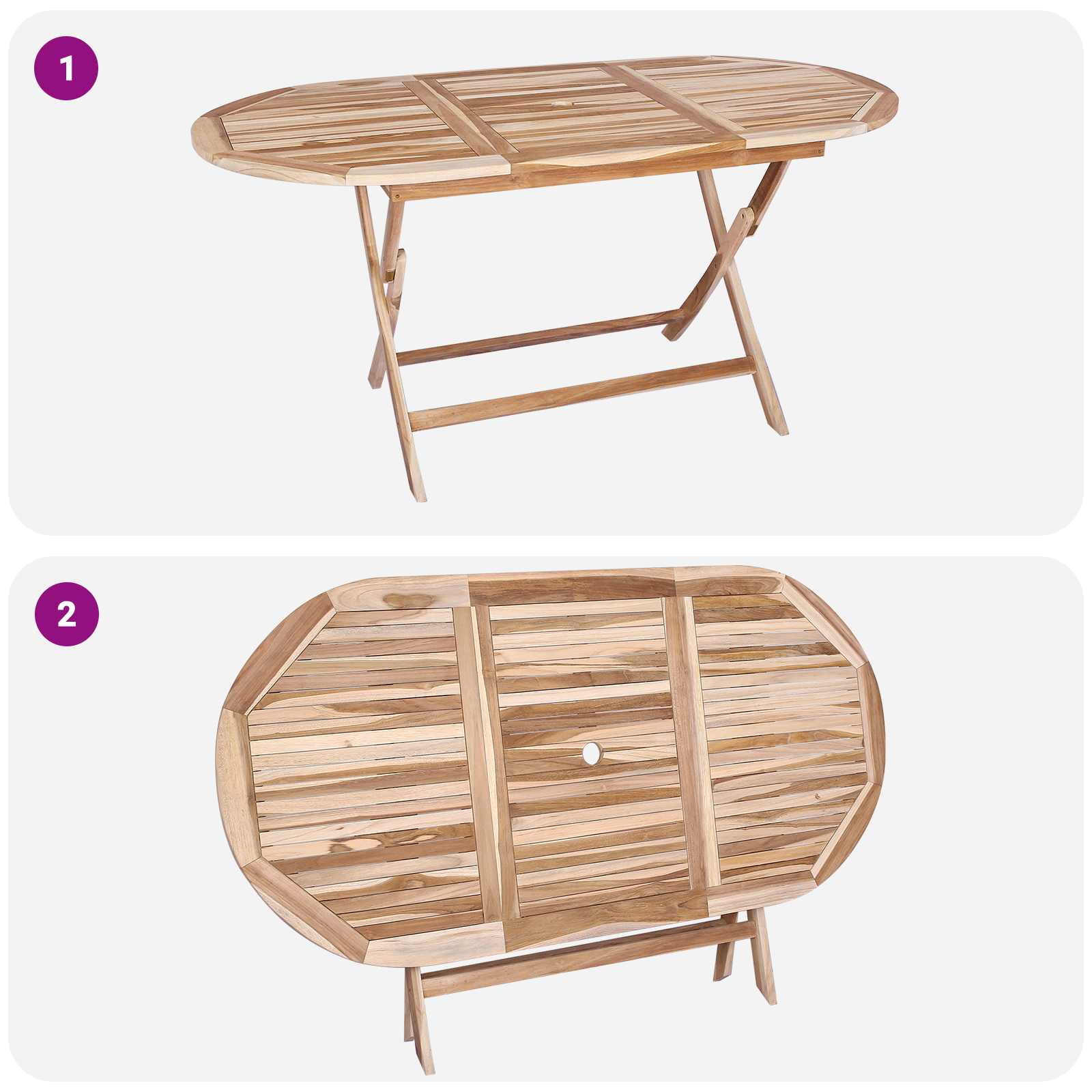 Gartenmöbel Set 7 Stk. Natur Massivholz Teak