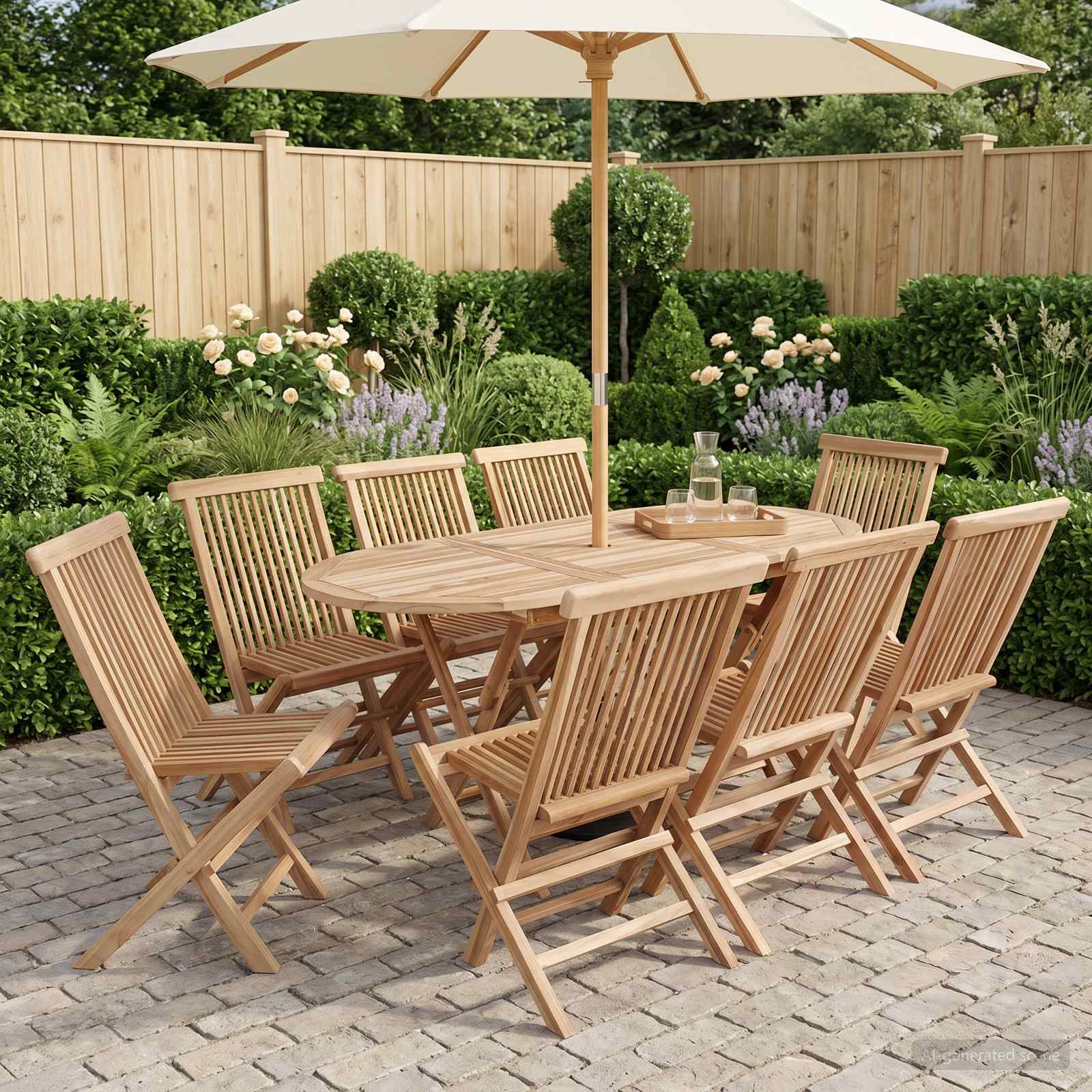 Gartenmöbel Set 7 Stk. Natur Massivholz Teak