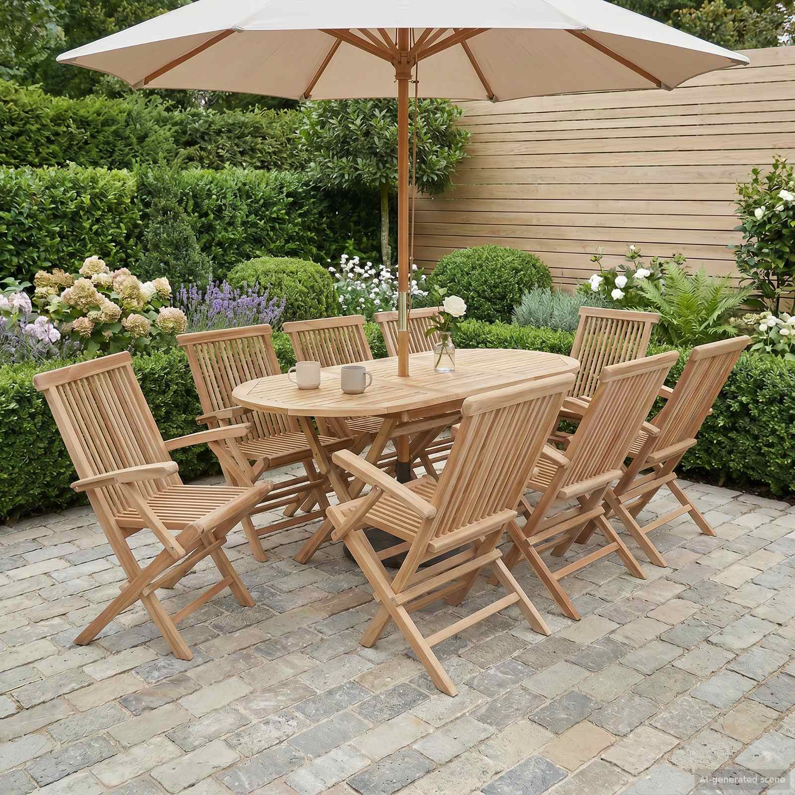 Gartenmöbel Set 7 Stk. Natur Massivholz Teak