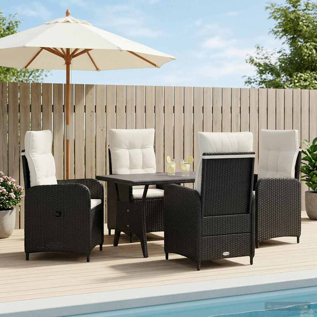 Outdoortisch-Set 3 Pcs Poly-Rattan
