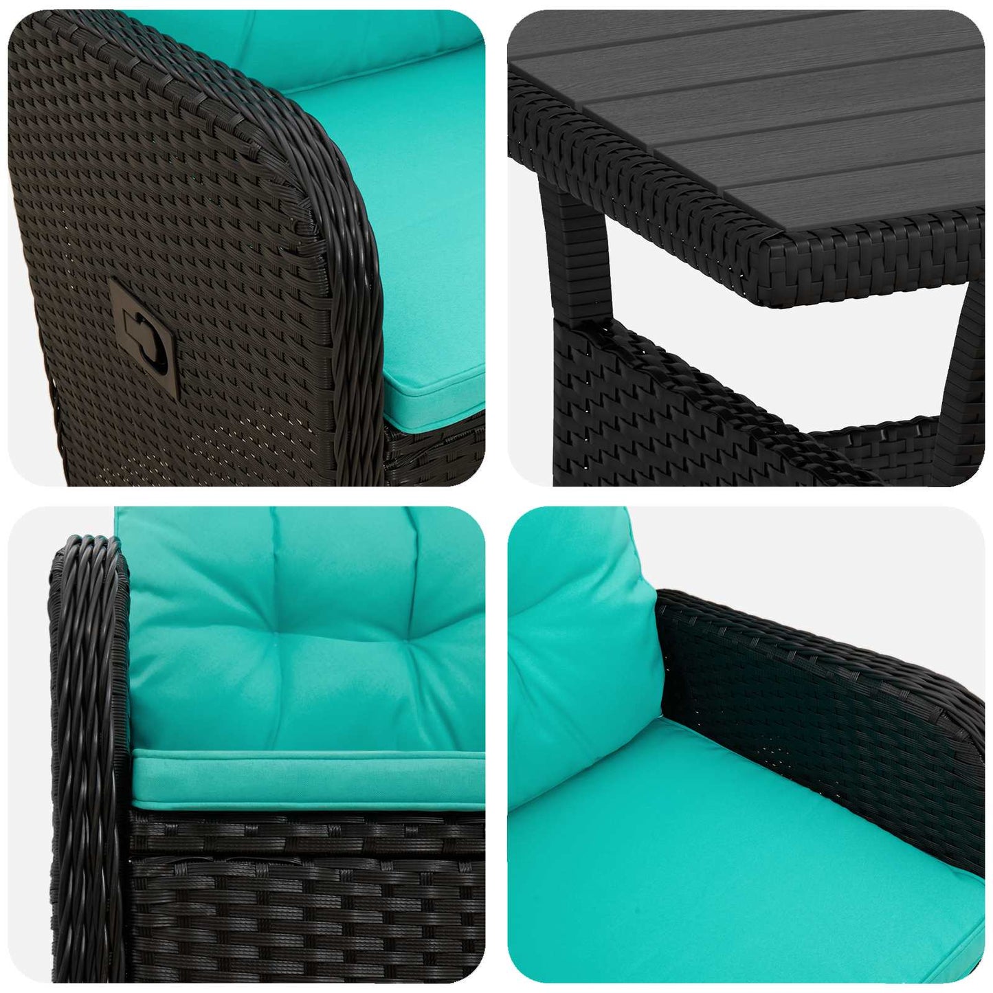 Outdoortisch-Set 3 Pcs Poly-Rattan